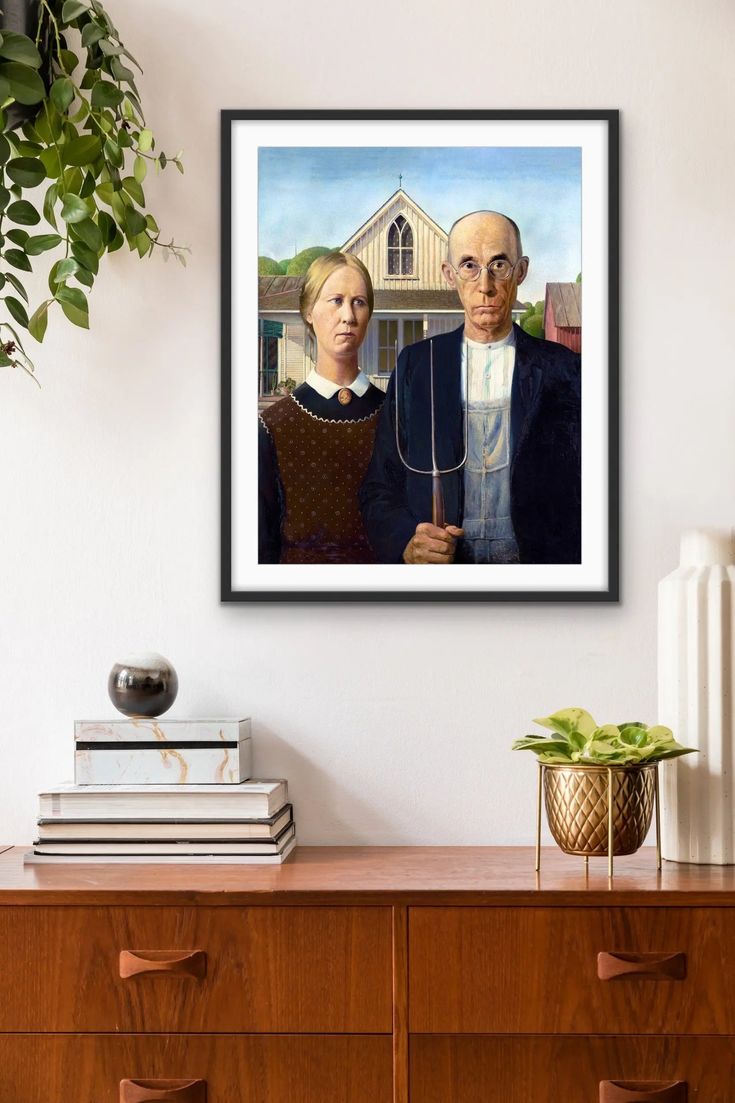 735x1103 Grant Wood's American Gothic 1930
