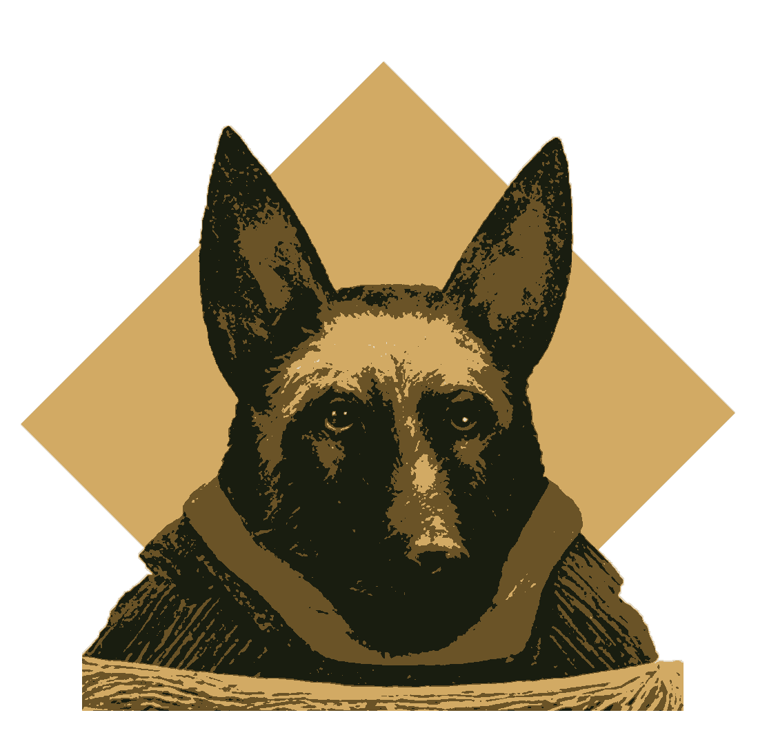 1099x1066 Grant Wood Style German Shepherd Poster