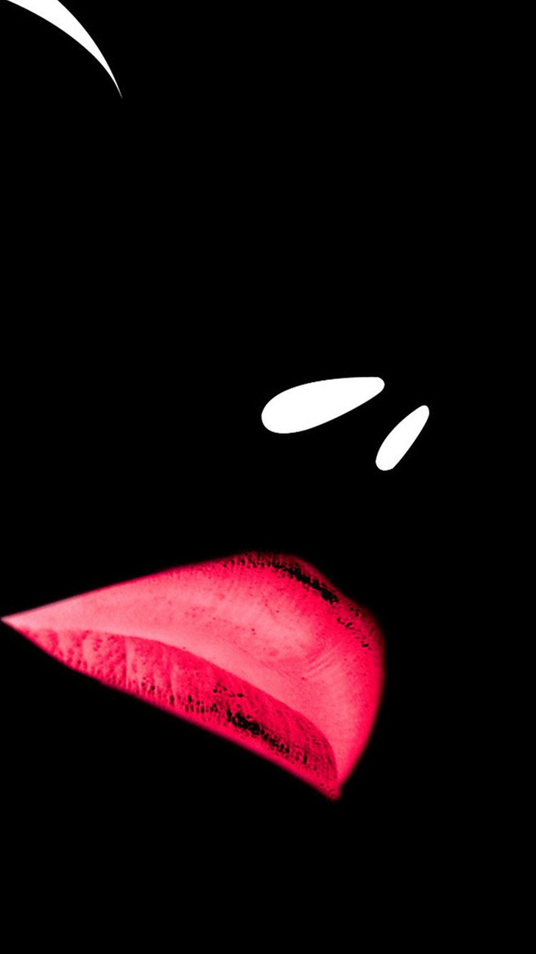 1080x1920 Lips Minimal White Face Dark Red Girl iPhone 8 Wallpaper