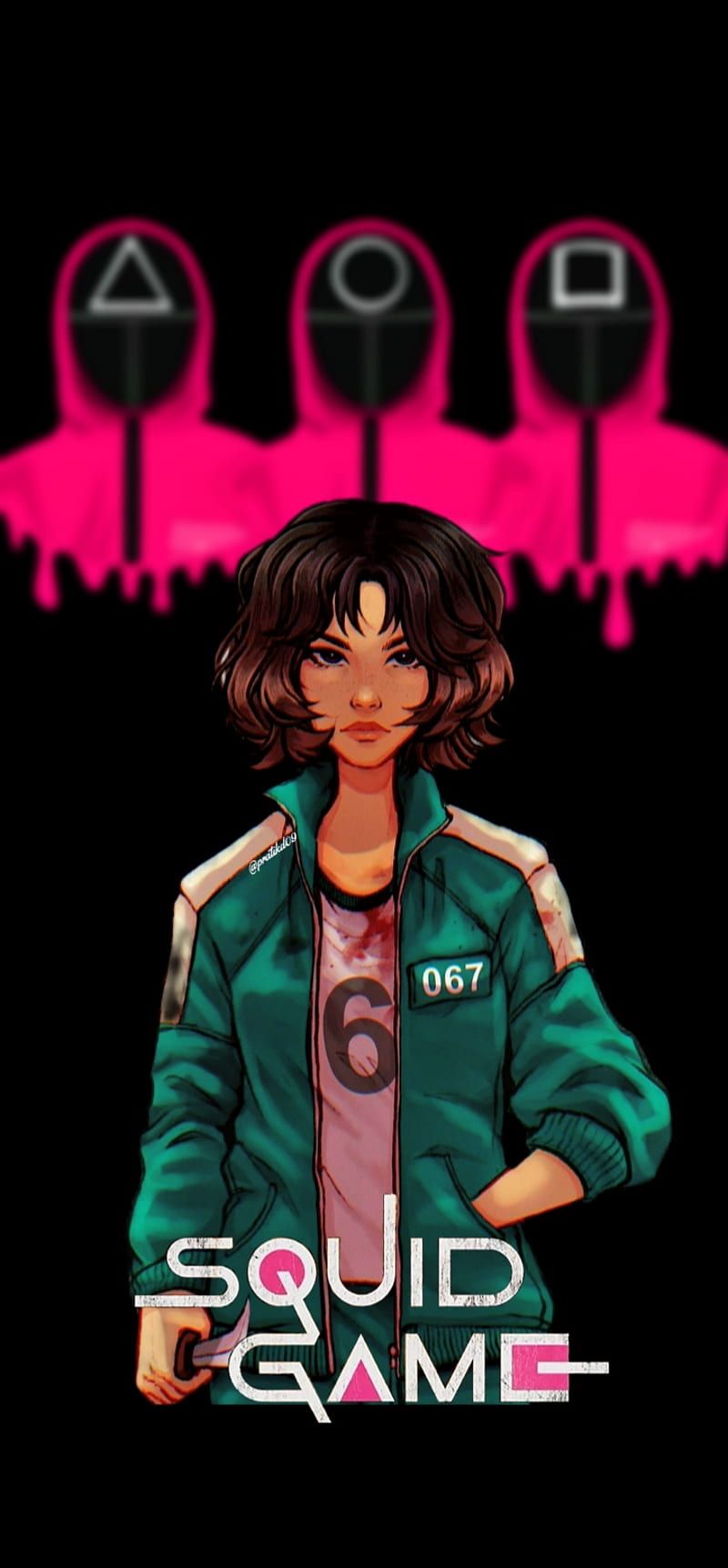 800x1723 Squid Game, Netflix, magenta, pink