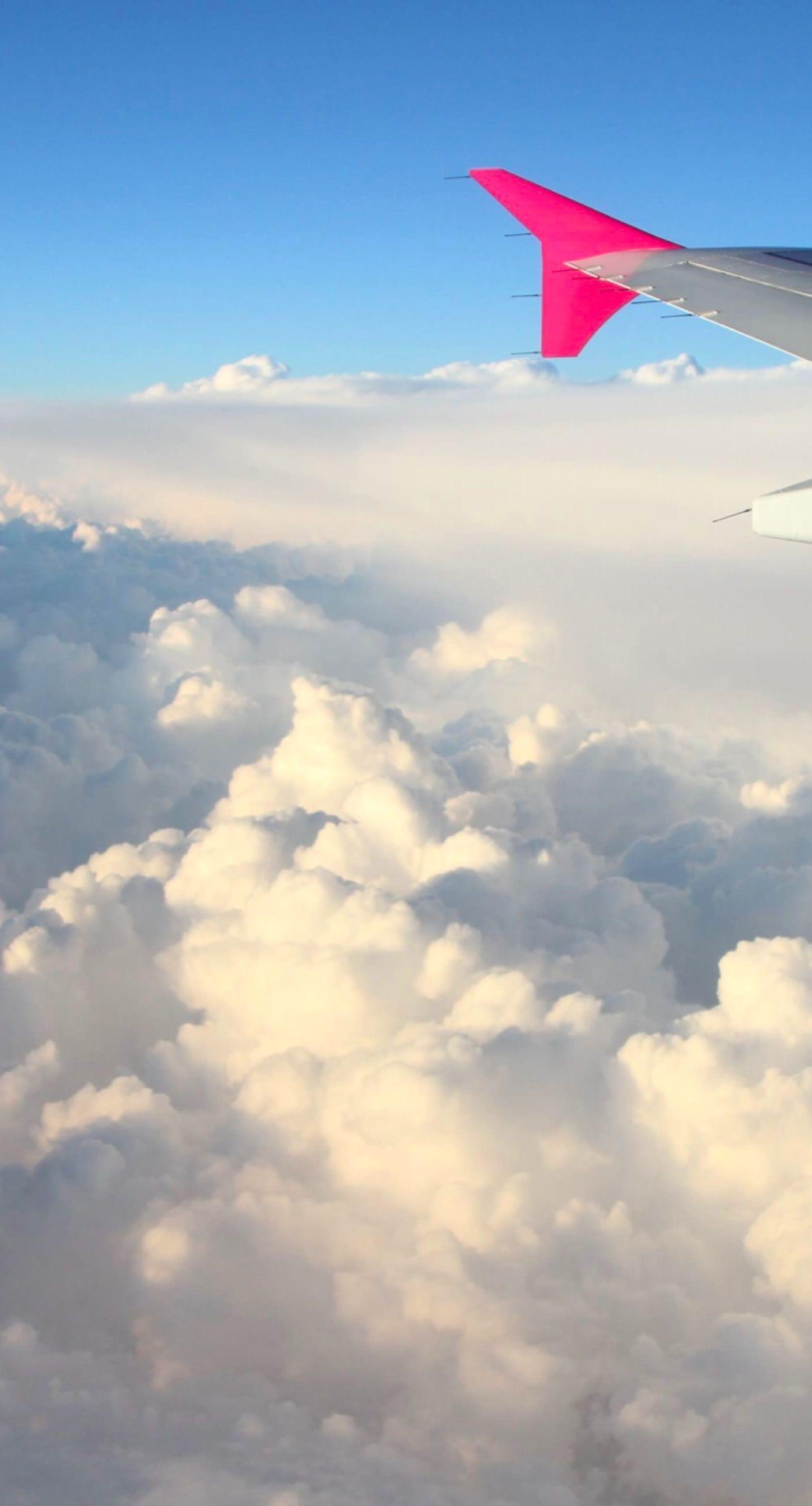 1398x2592 Sky clouds airplane. wallpaper.sc iPhone6sPlus