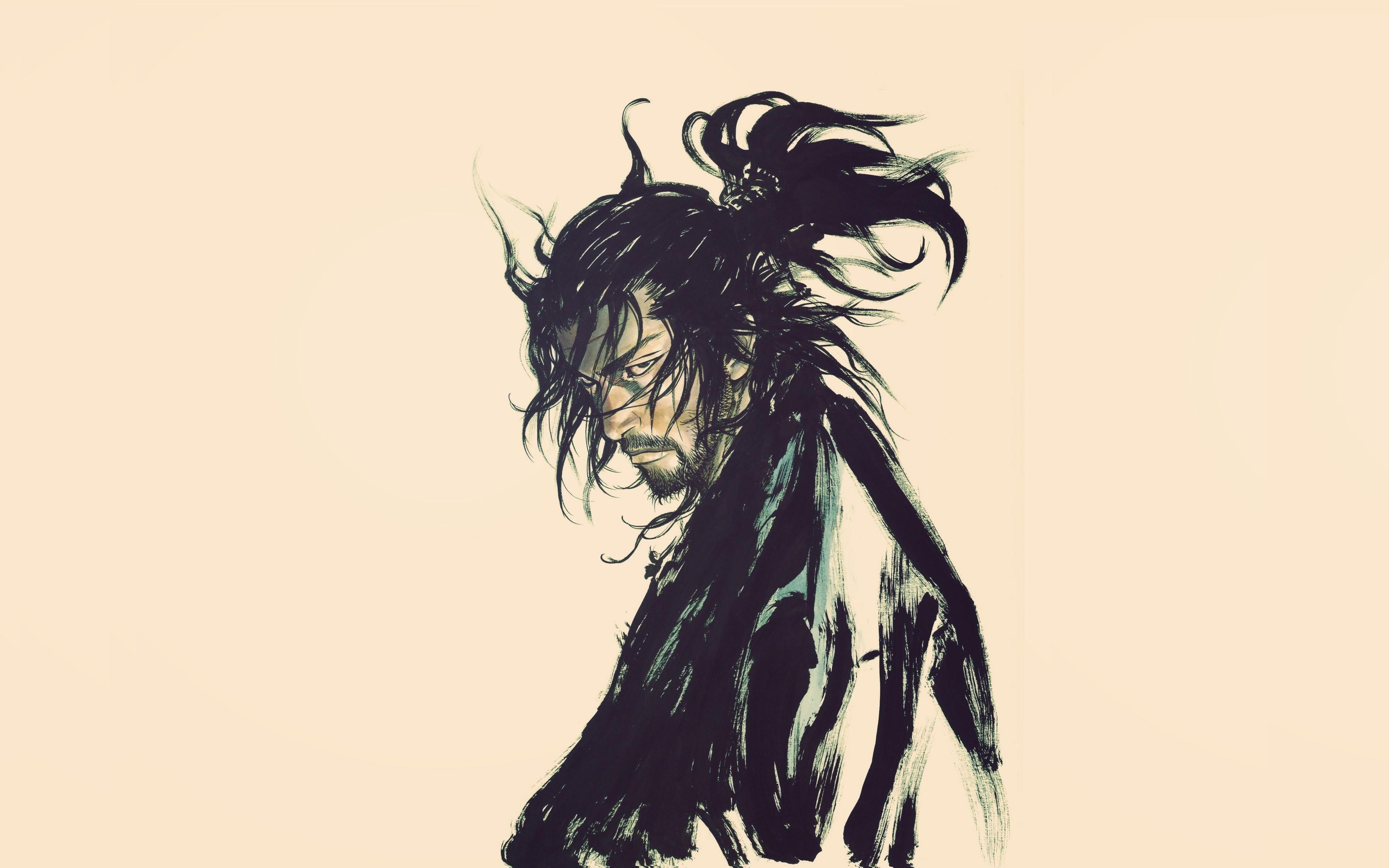 3840x2400 Download 3840x2400 wallpaper samurai, ink art, warrior