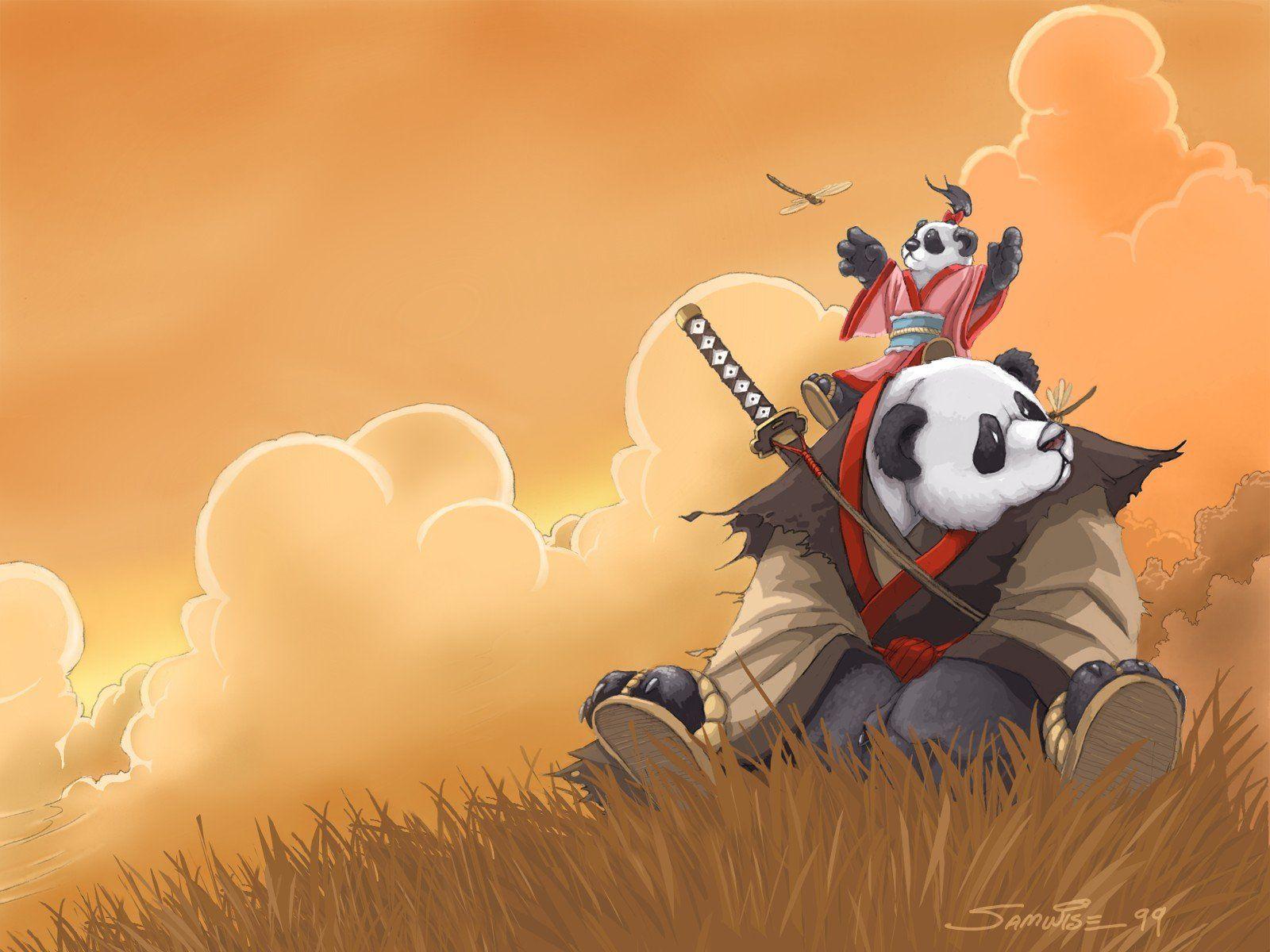 1600x1200 Free download Samurai Panda wallpaper Art wallpaper