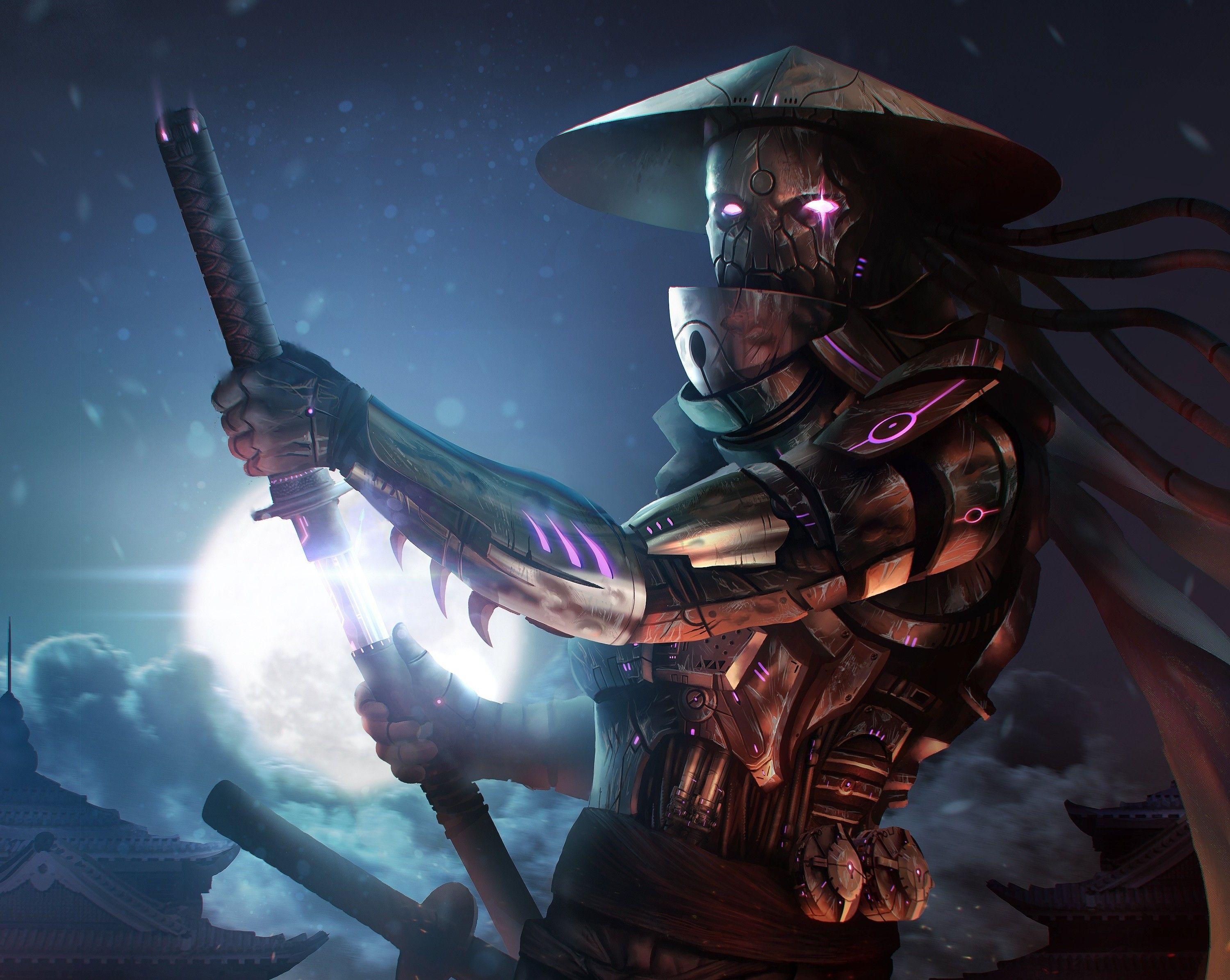 3000x2393 fantasy art samurai katana wallpaper and background
