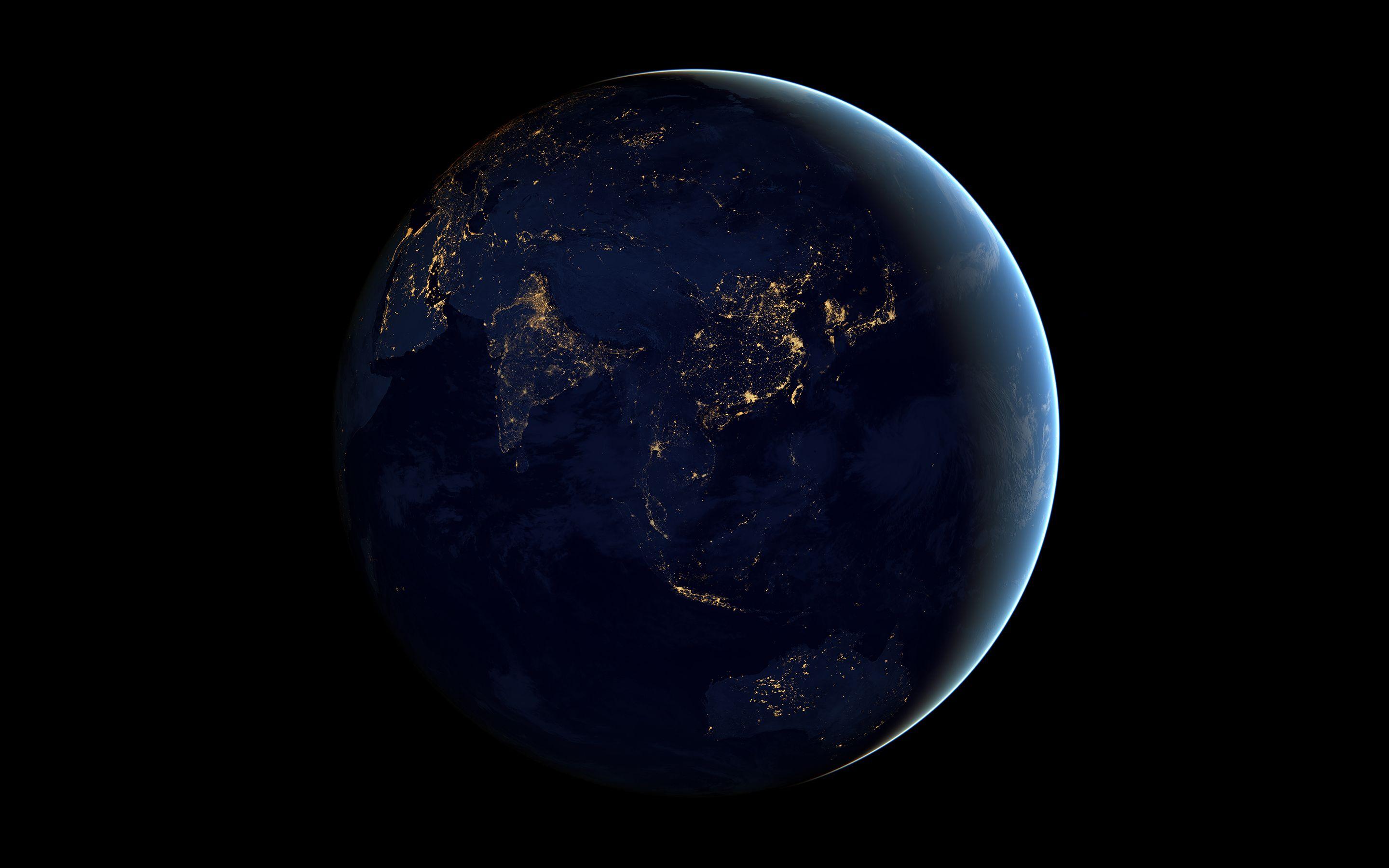 2880x1800 Earth Black Planet Lights Night r wallpaperx1800