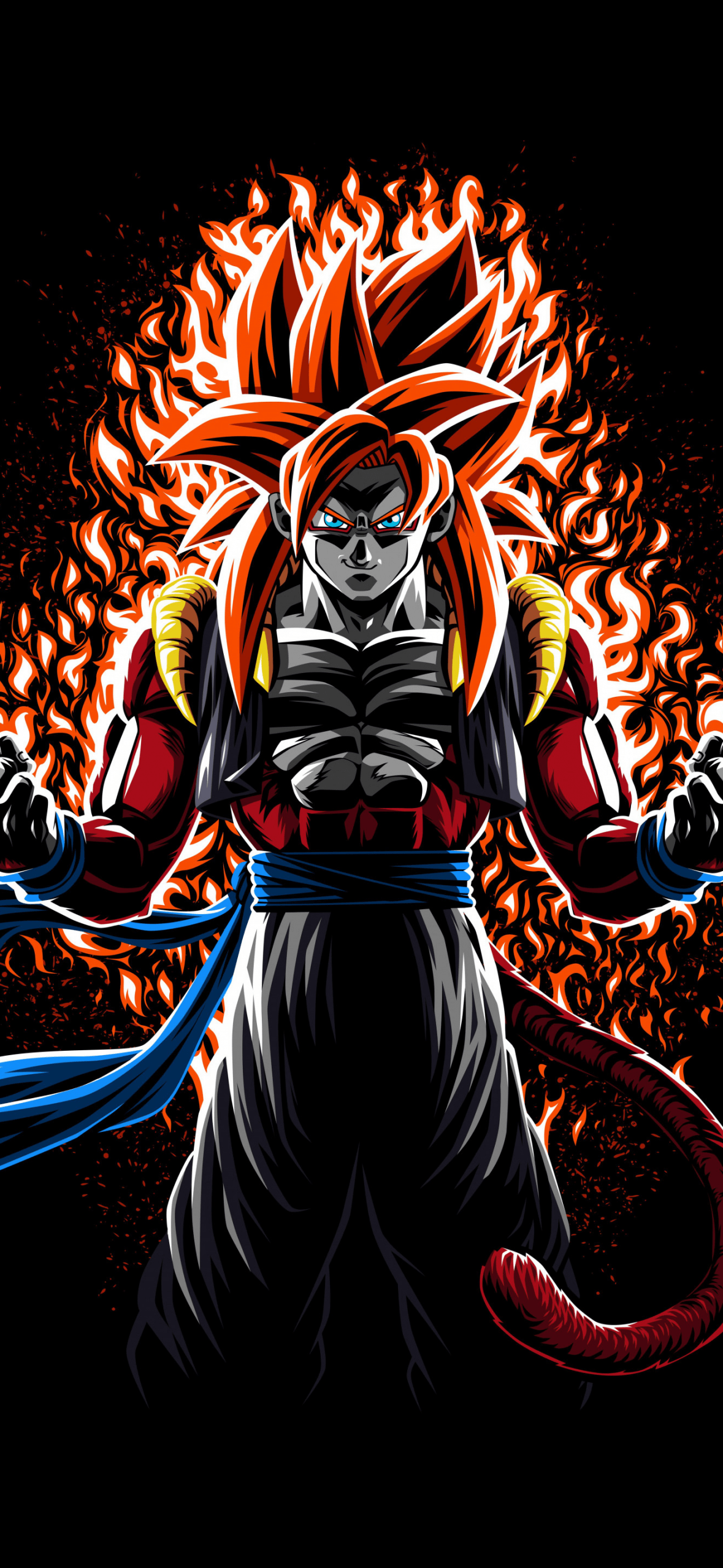 1179x2556 Goku Wallpaper 4K, Super Saiyan 4 Fusion
