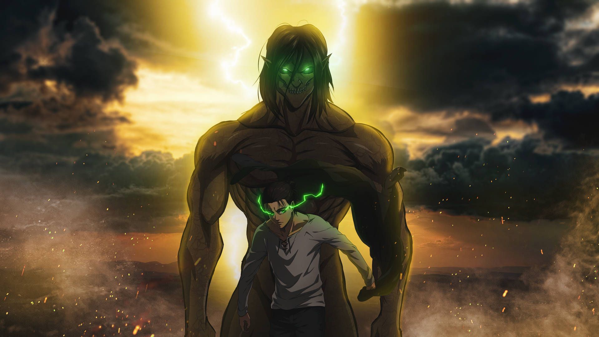 1920x1080 Download Eren Two Forms Wallpaper