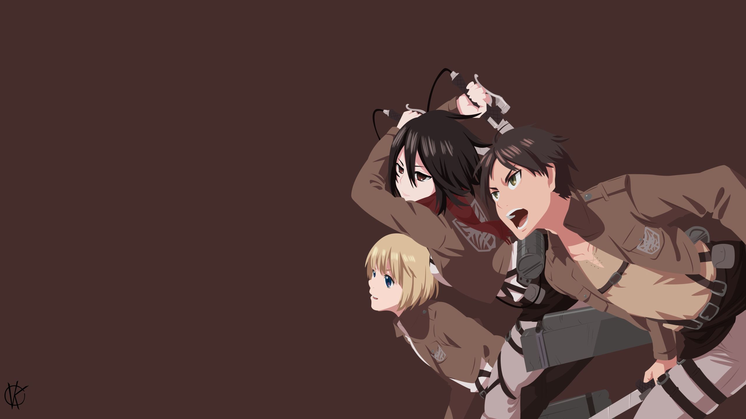 2560x1440 Armin Arlert, Eren Yeager & Mikasa