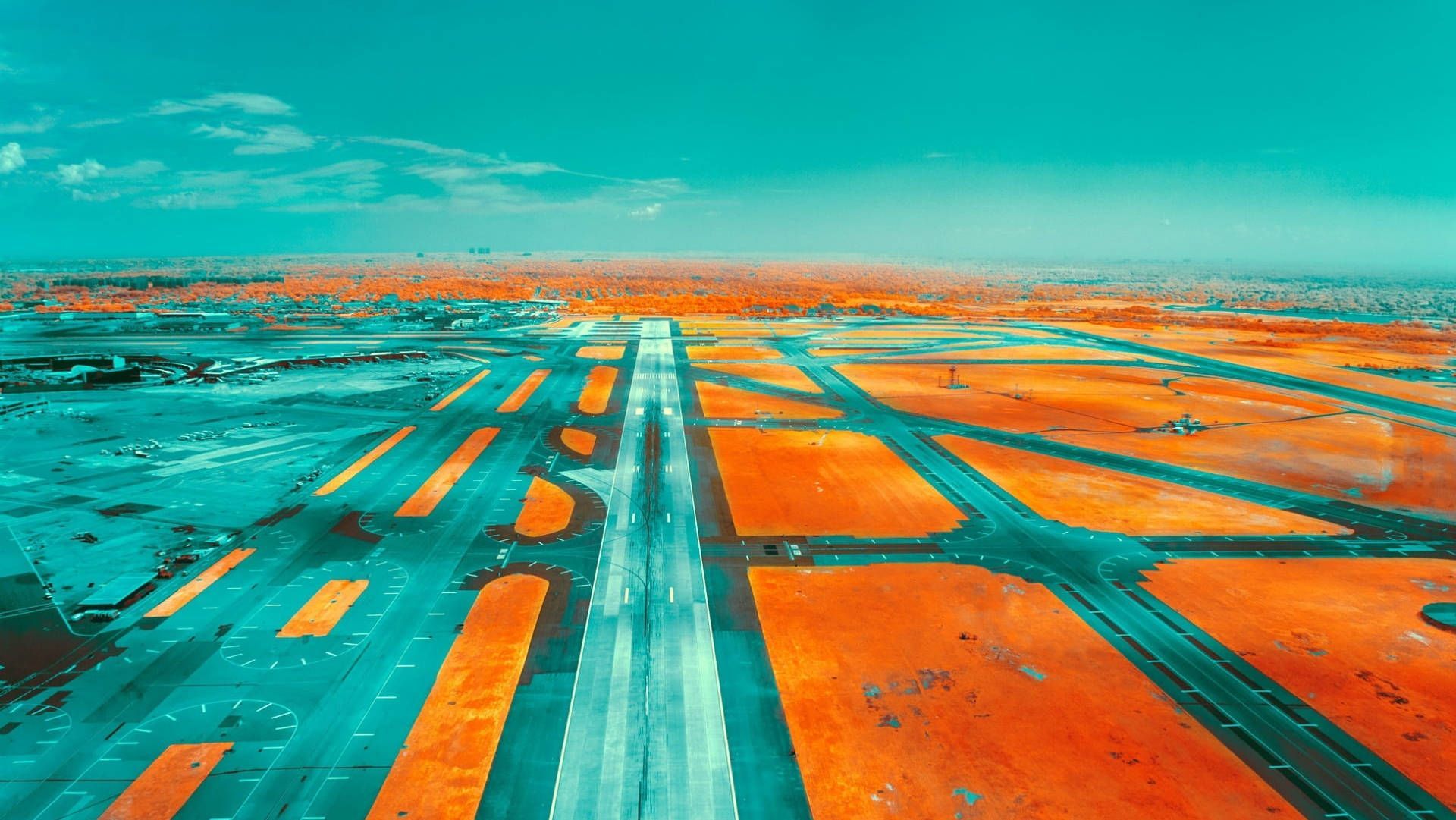 1920x1081 Teal And Orange Airport Runway