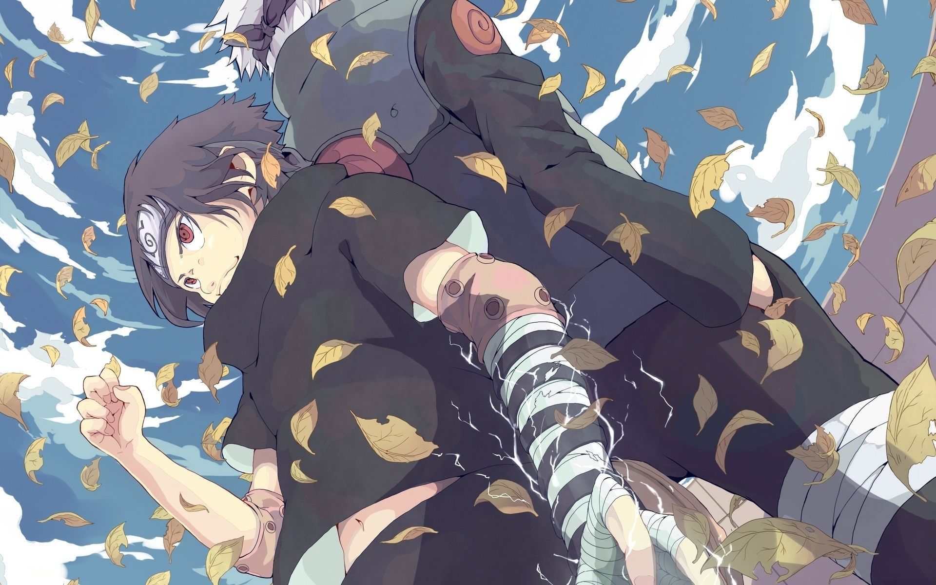 1920x1200 Wallpaper leaves, Sasuke, Kakashi