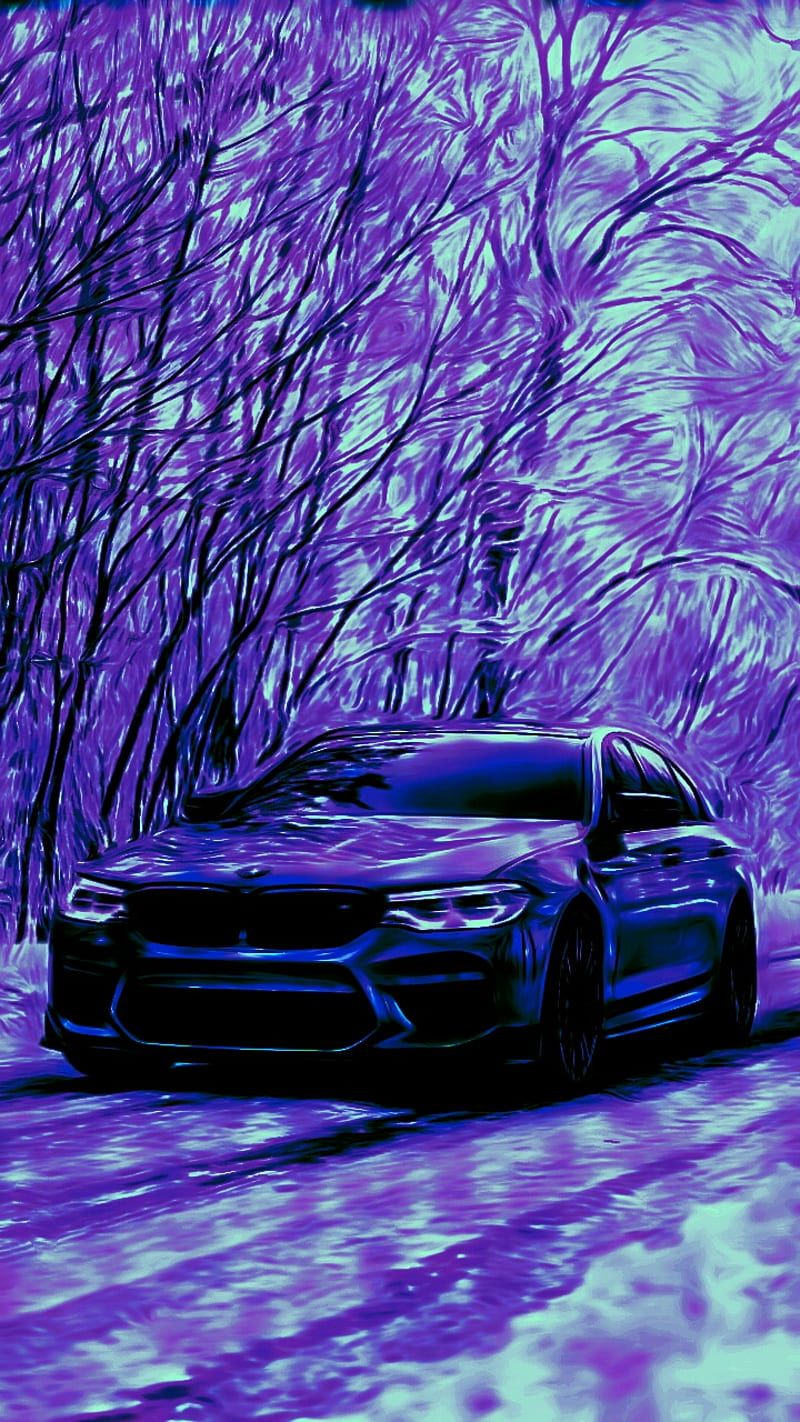 800x1422 Purple BMW, bmwm car, cold, night