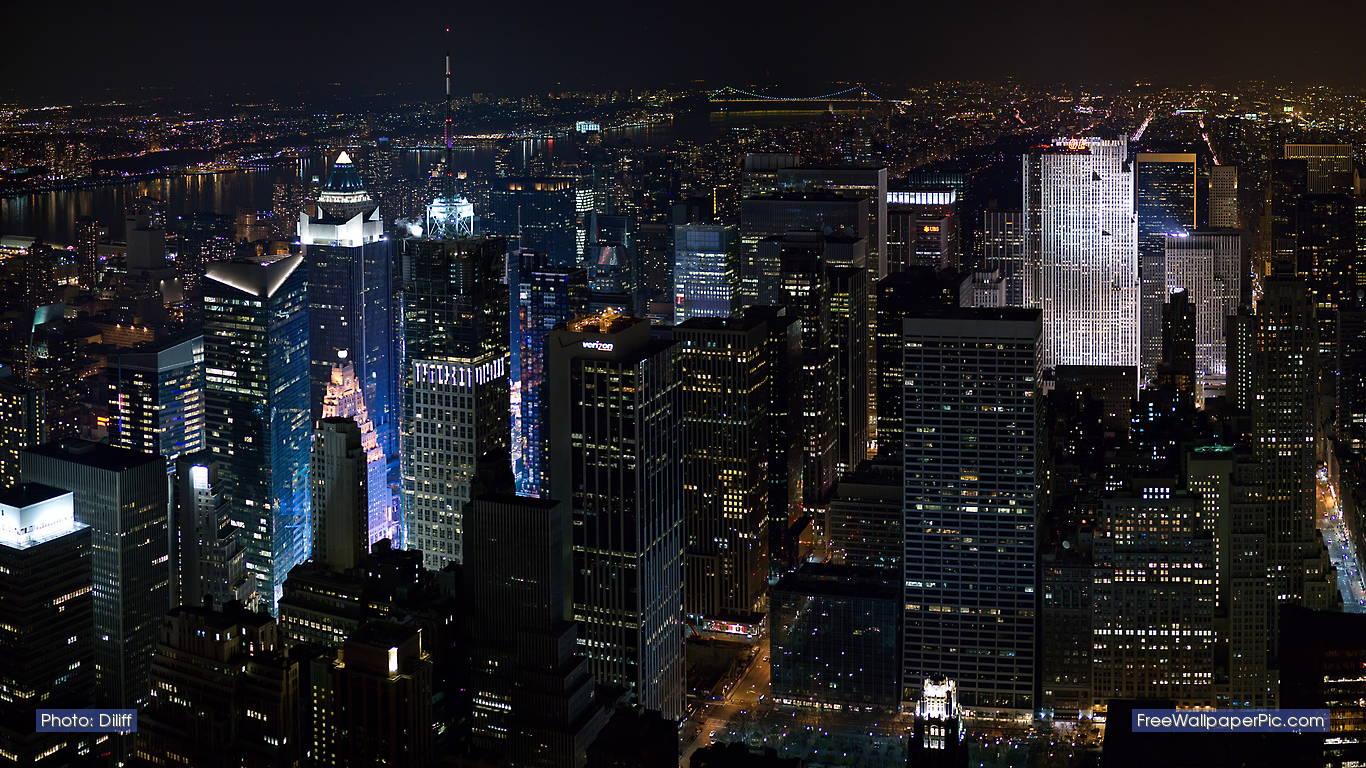 1366x768 Nyc At Night Wallpaper