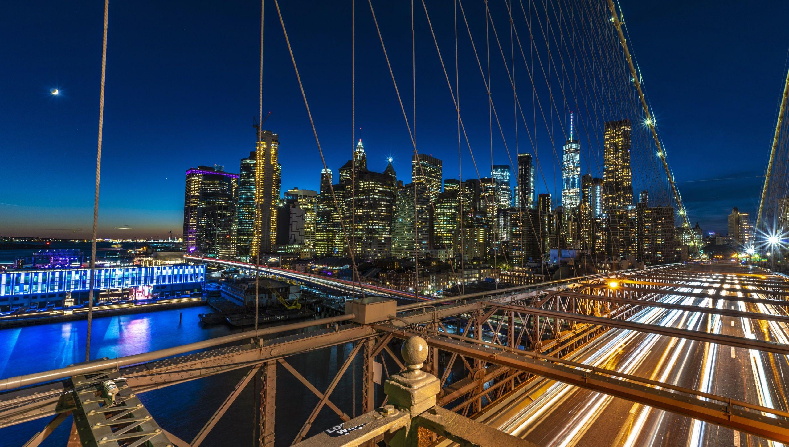 2560x1453 Desktop Wallpaper Manhattan New York City USA bridge 2560x1453