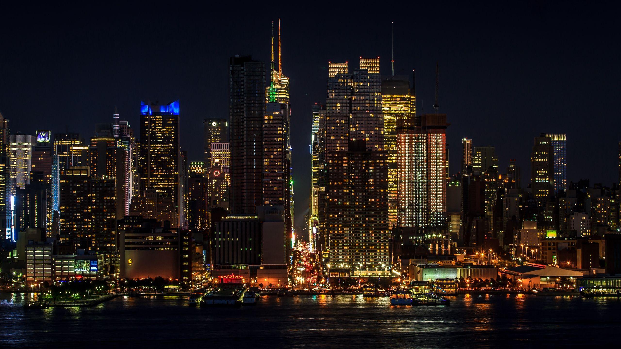 2560x1440 Download wallpaper 2560x1440 cityscape, night, new york