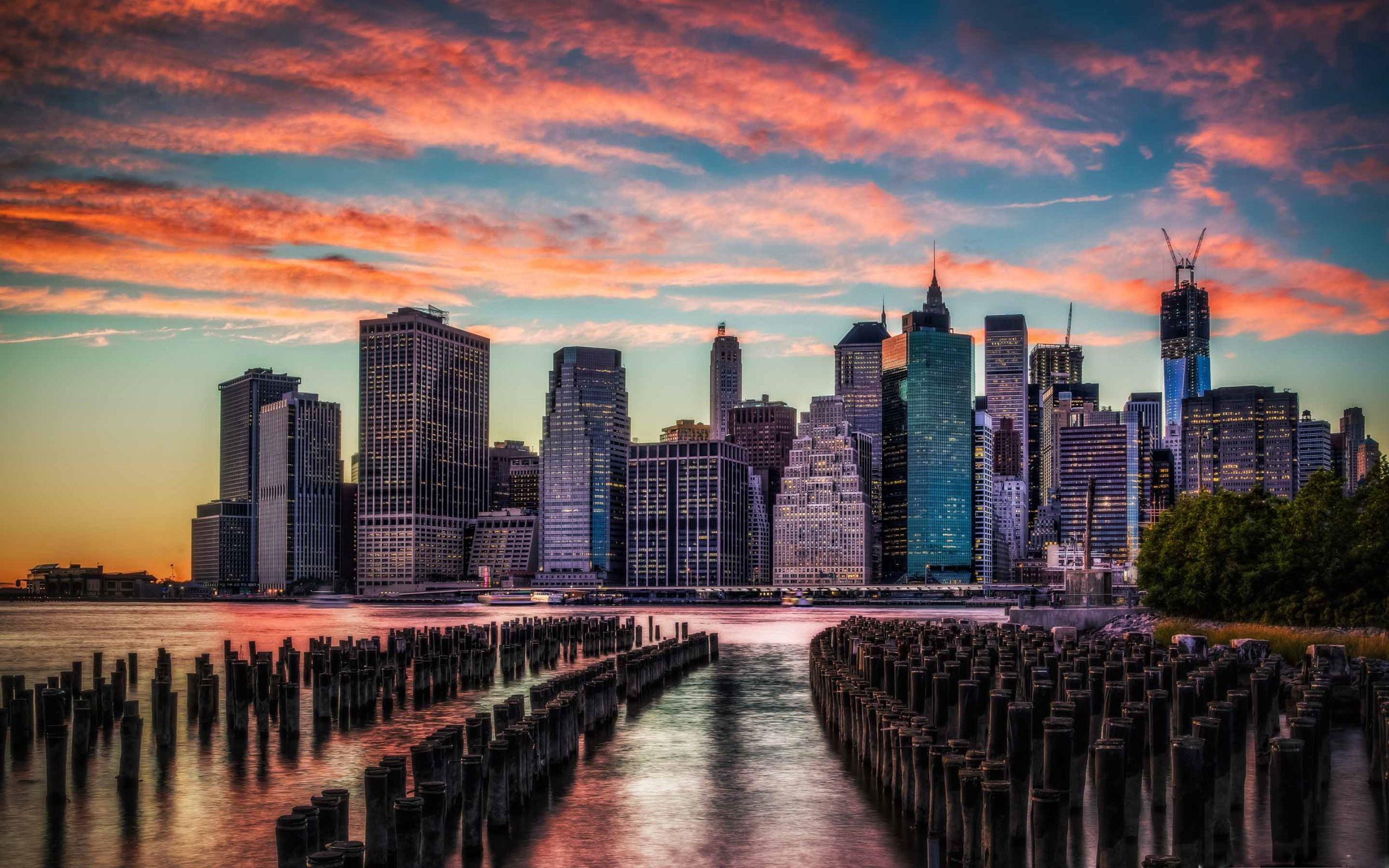 2560x1600 Manhattan Skyline Sunset Mac Wallpaper Download