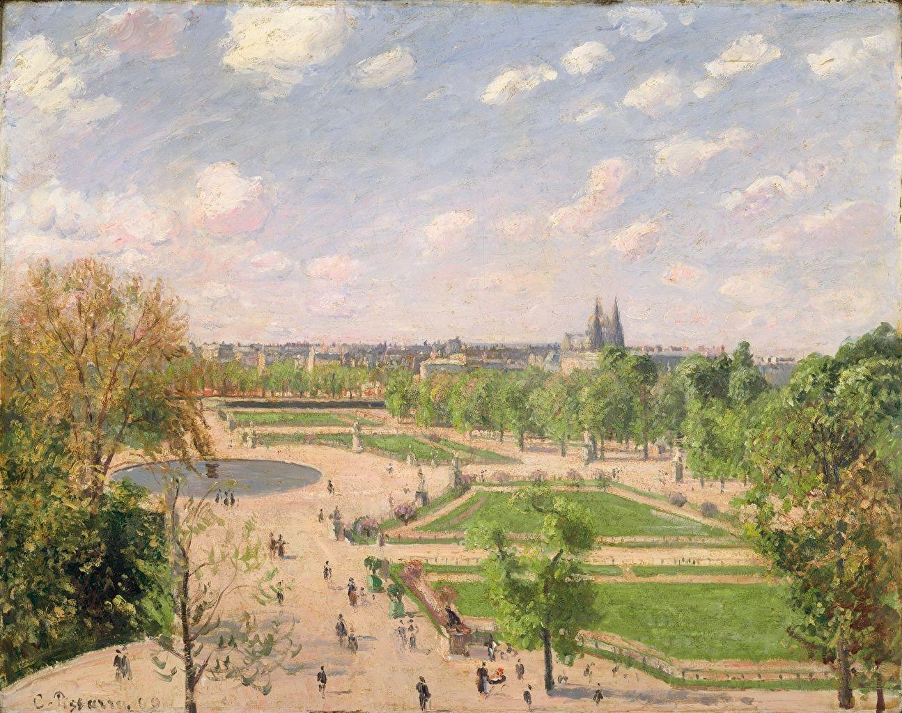 1295x1024 Desktop Wallpaper Paris France Camille Pissarro, The Garden