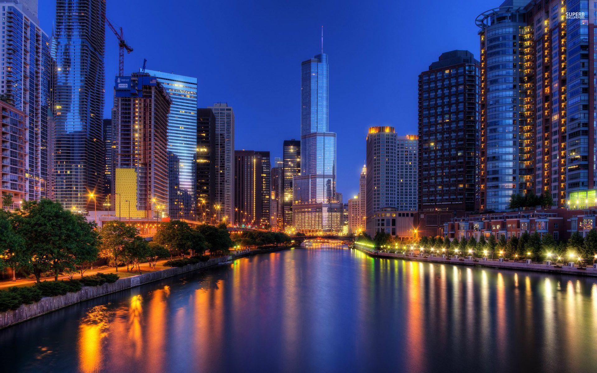 1920x1200 Chicago at night wallpaper wallpaper - #. TRAVEL