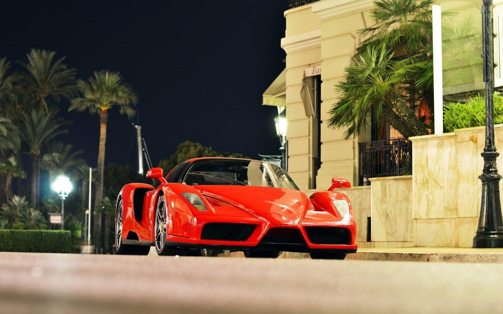1680x1050 Red Ferrari Enzo City Monaco Night
