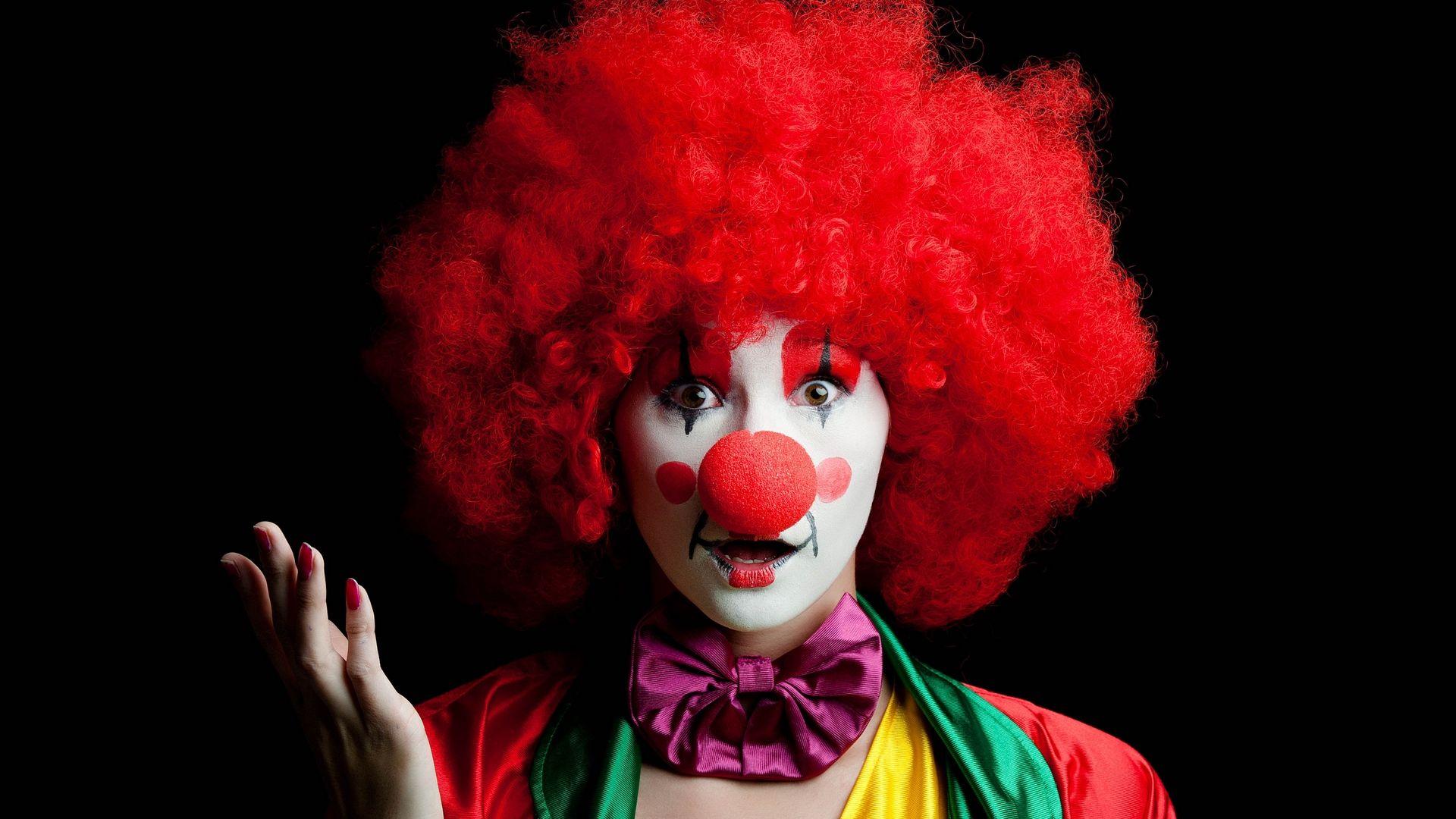 1920x1080 Download wallpaper 1920x1080 clown, girl, black background