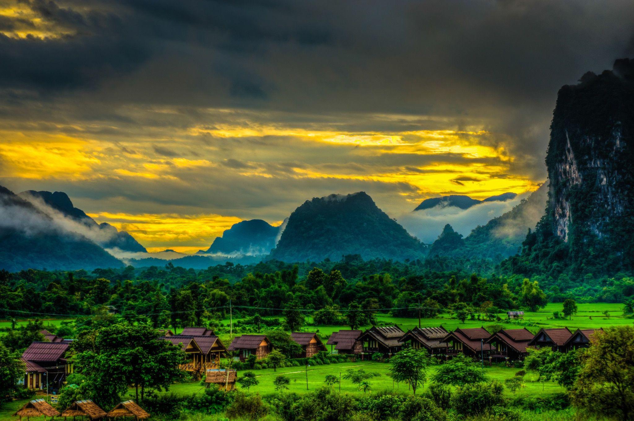 Laos Map Wallpaper