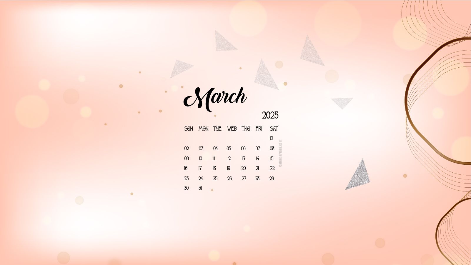 1601x901 March 2025 Desktop Wallpaper Calendar