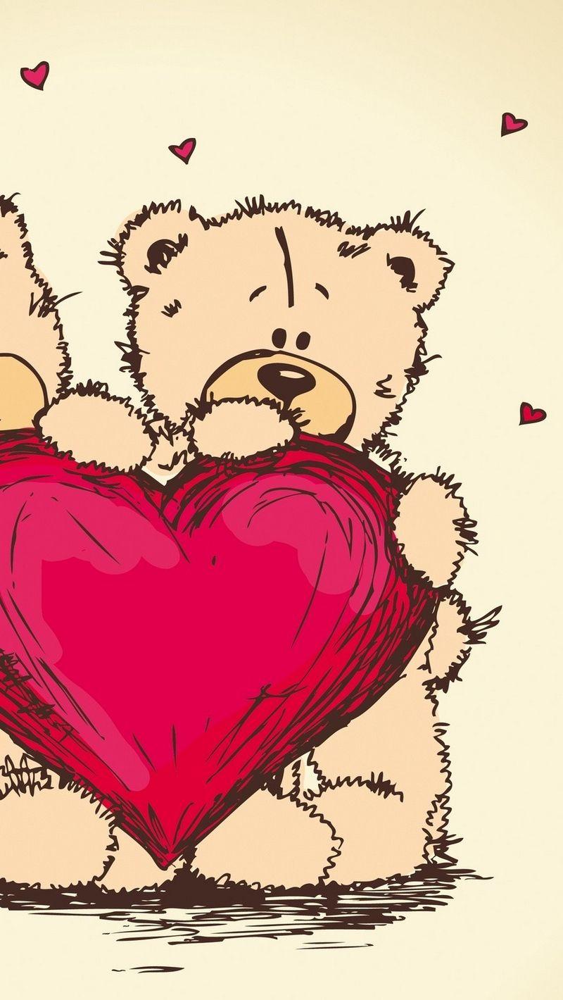 800x1420 Download wallpaper 800x1420 teddy bears, picture, romance