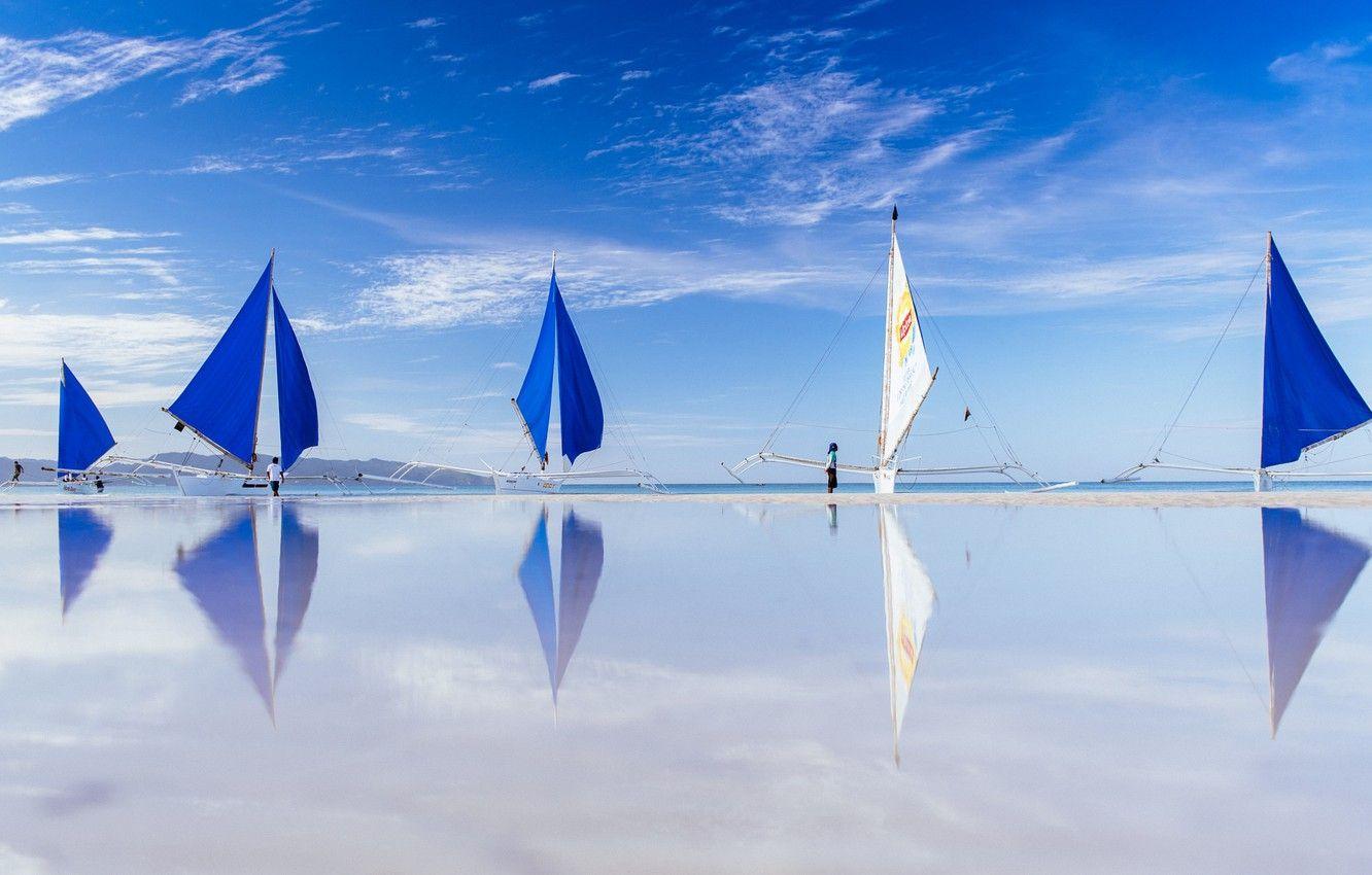 1332x850 Wallpaper sea, reflection, boats, Philippines, Philippines
