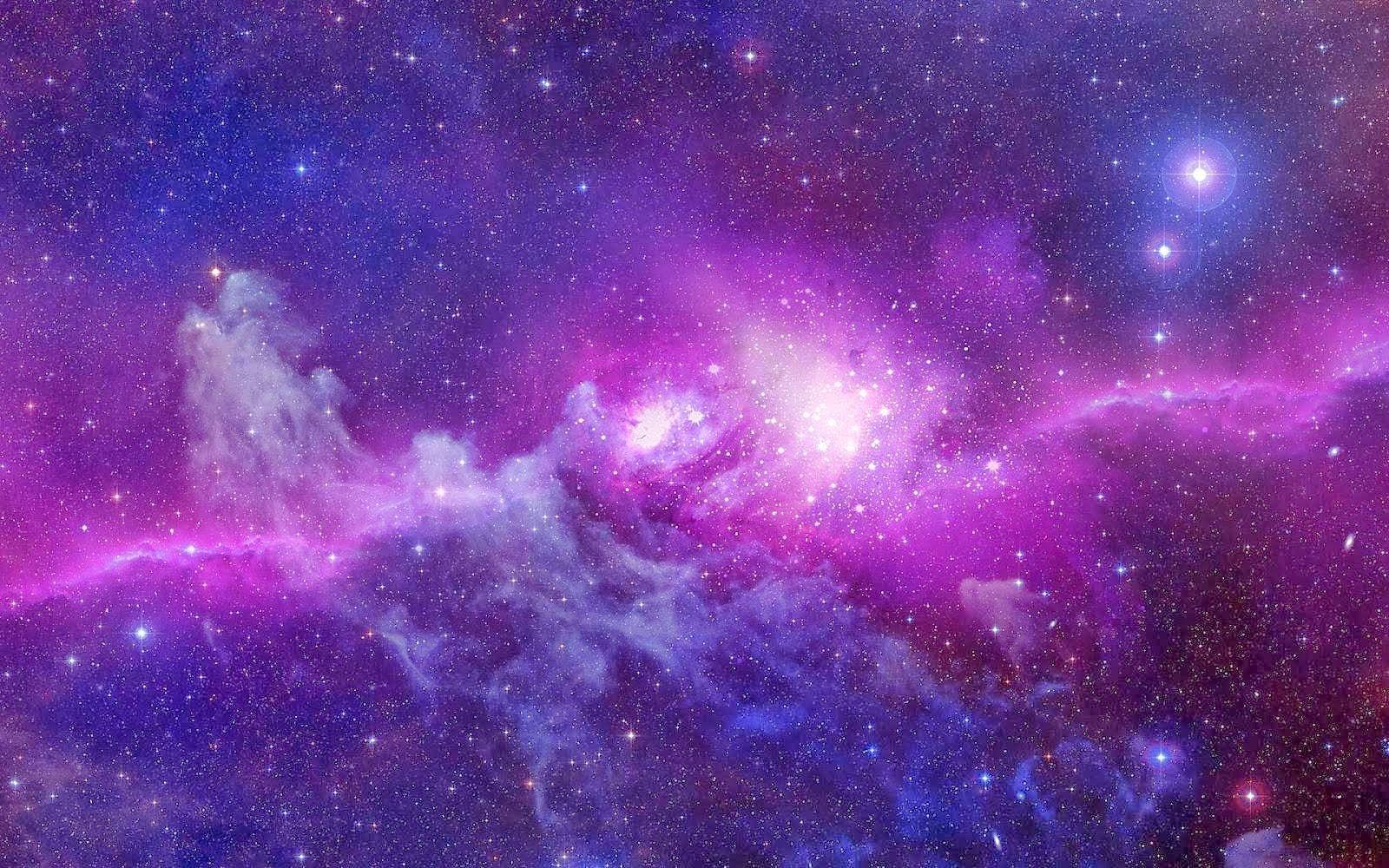 Hình nền thiên hà màu tím và xanh 1600x1000