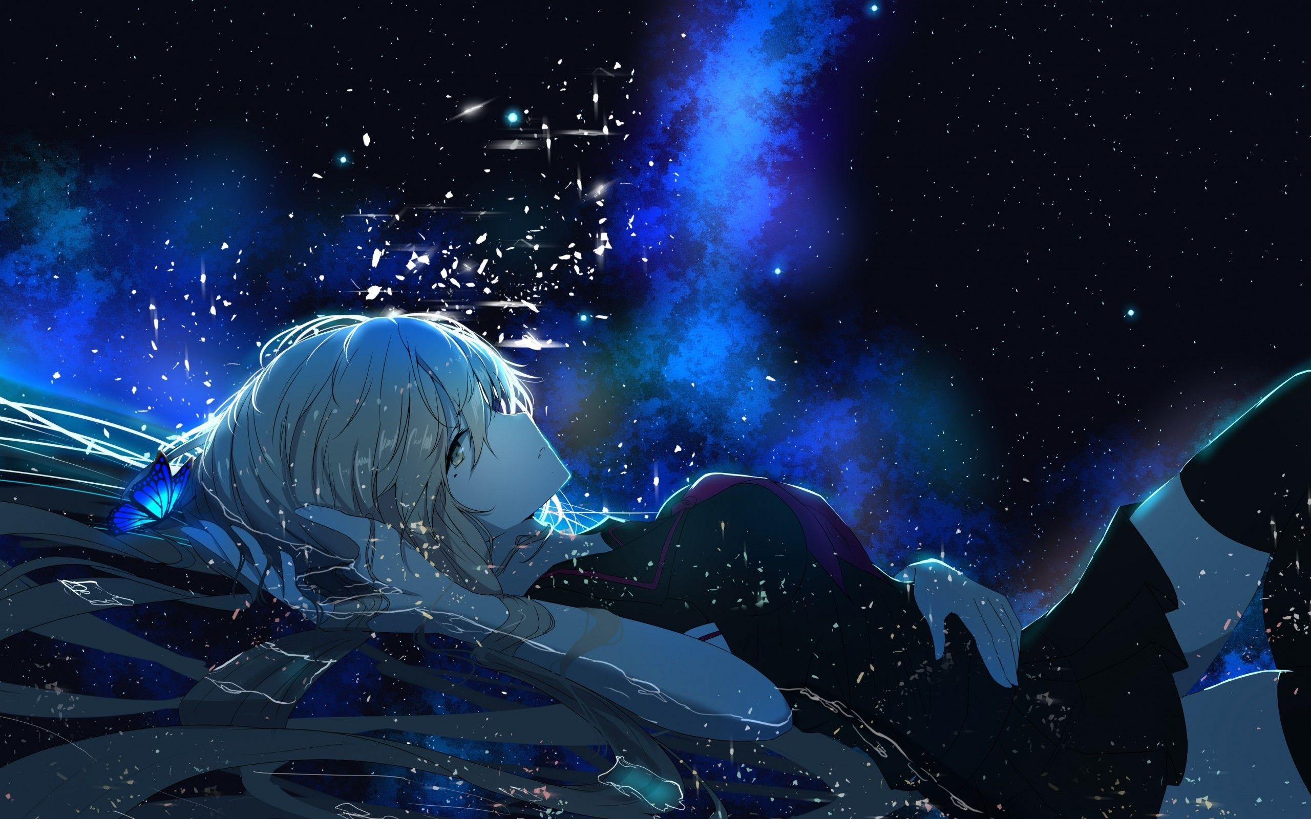 2560x1600 Download 2560x1600 Anime Girl, Lying Down, Butterfly