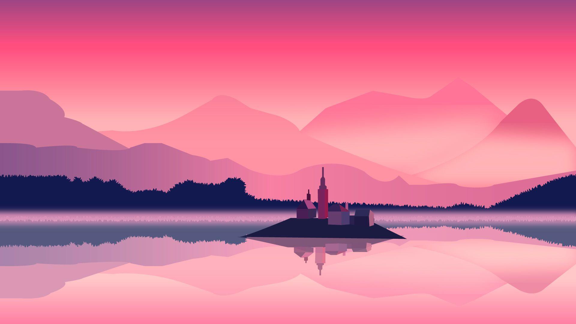 Pink Background Landscape gambar ke 3