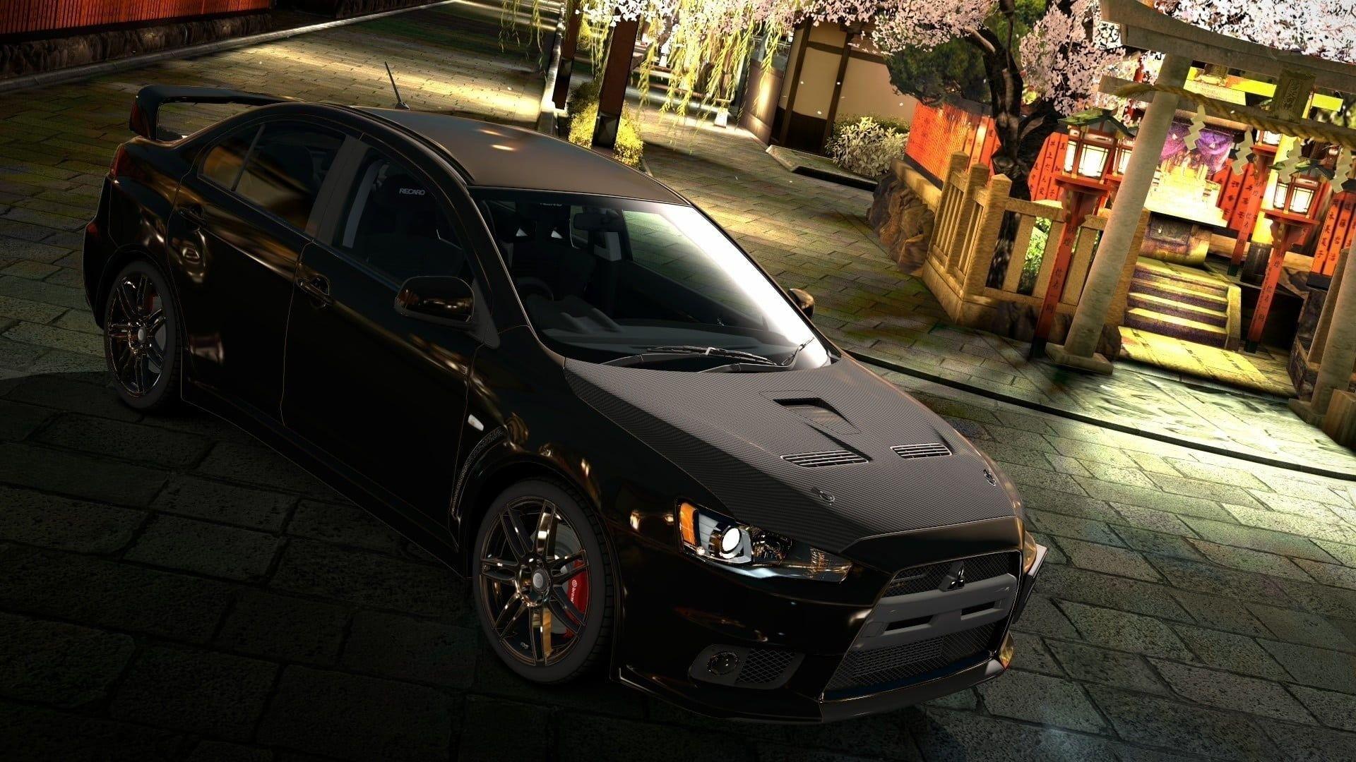 1920x1080 Black sedan, Mitsubishi Lancer, Mitsubishi Lancer Evo X