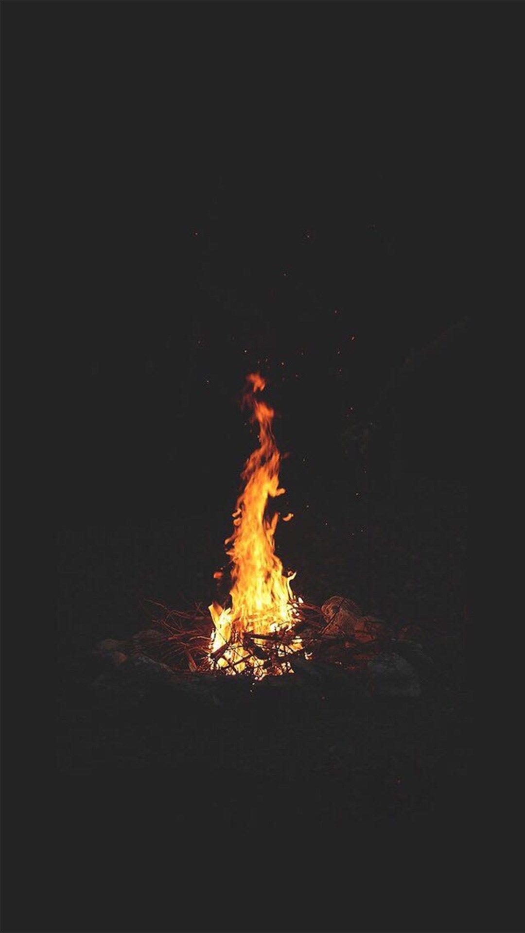 Hình nền iPhone 6 1080x1920 Dark Night Campfire Shiny Sky View.  Hình nền