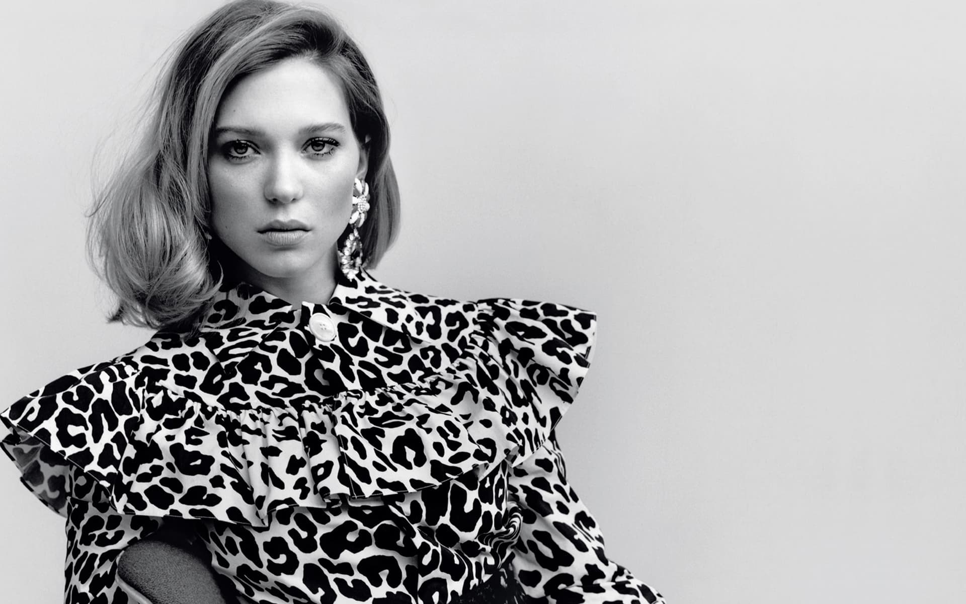 1920x1200 Lea Seydoux desktop wallpaper back and white. HD Image