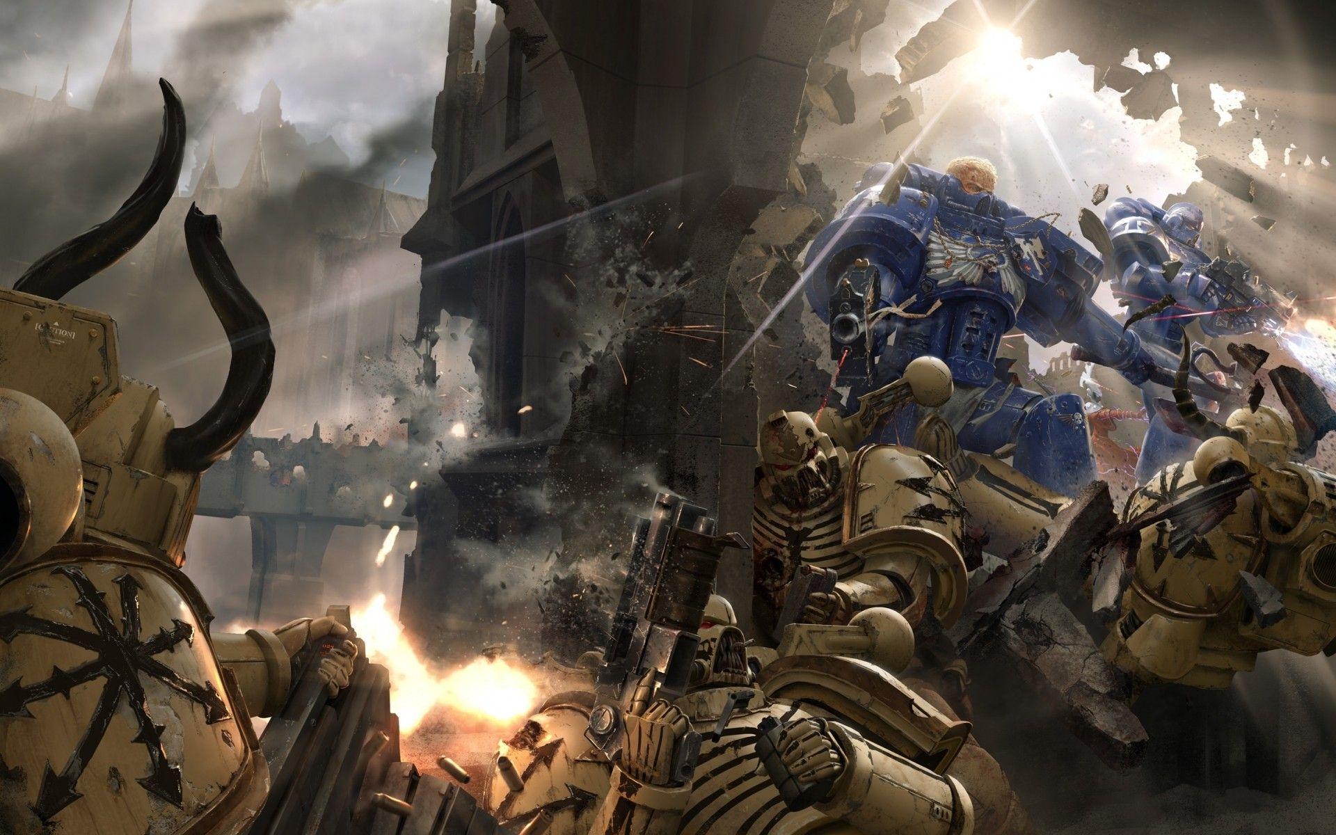 1920x1200 #Warhammer #Ultramarines, #battle wallpaper
