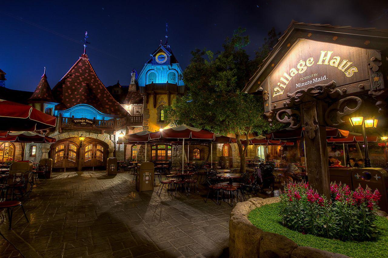 1280x853 Desktop Wallpaper California Disneyland USA Cafe Street Night