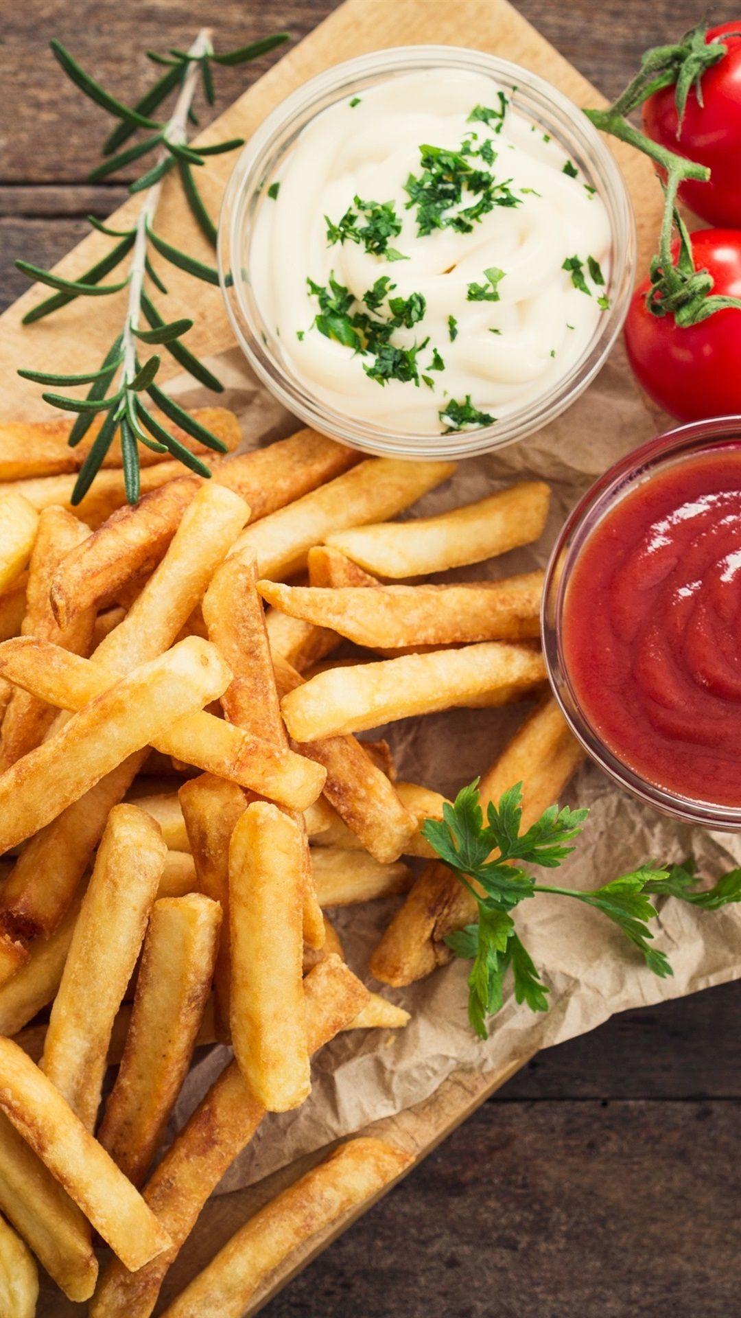 1080x1920 Wallpaper French fries, tomatoes sauce 3840x2160 UHD 4K Picture, Image