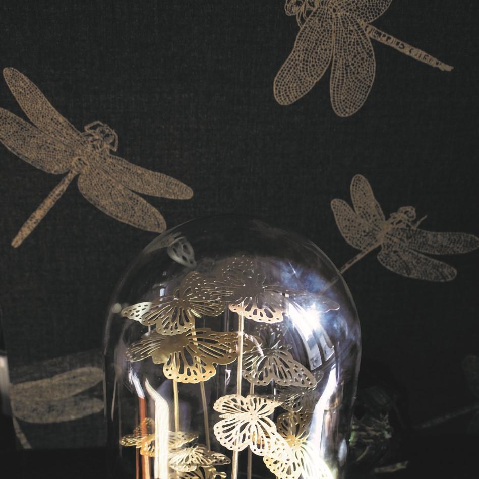 950x950 Four Seasons Black and Gold Dragonfly Wallpaper