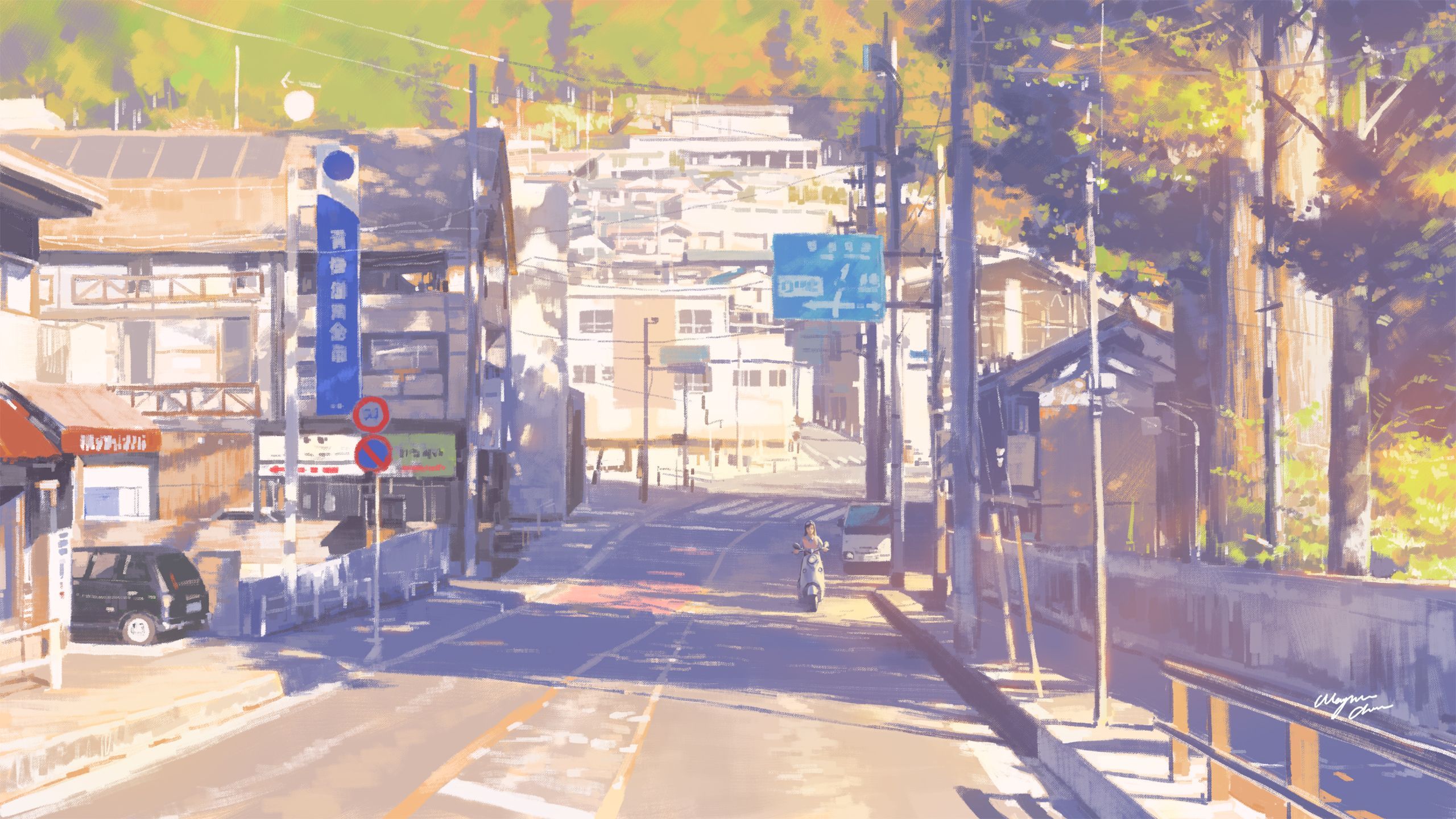 2560x1440 Anime Road HD Wallpaper by 陳ギWayneChan