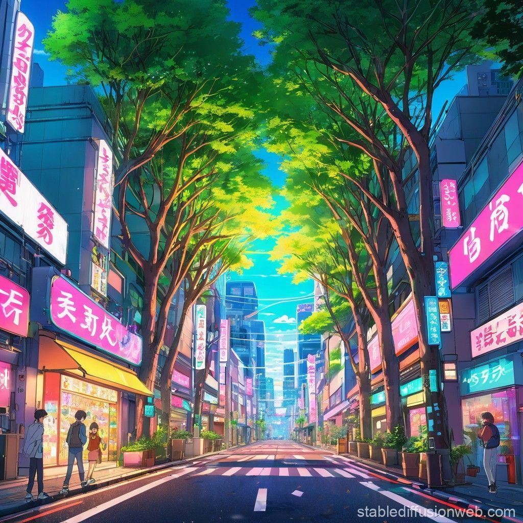 1024x1024 anime style neon tokyo sunny clear
