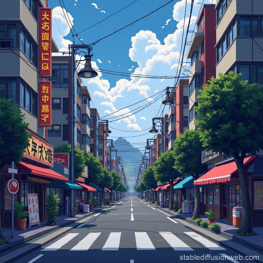 1024x1024 Tokyo Street Art Pixel. Stable