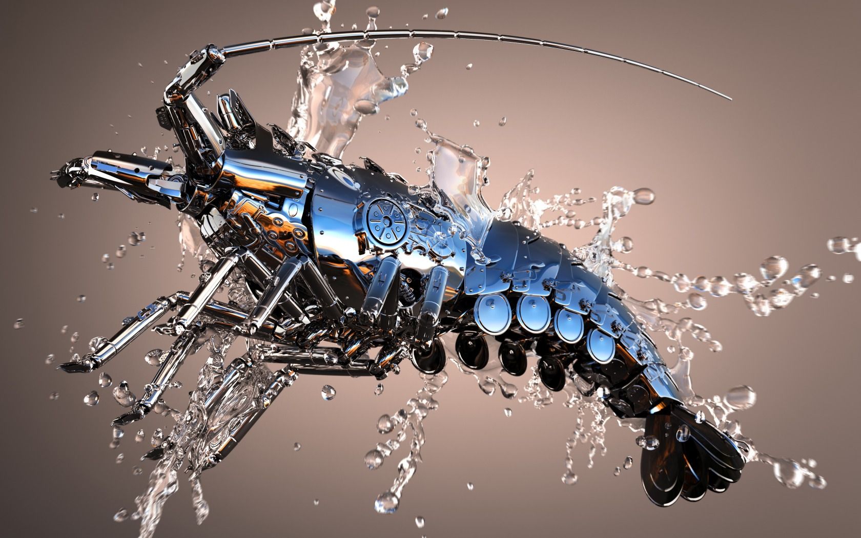 1680x1050 lobster, metal, spray Wallpaper, HD 3D