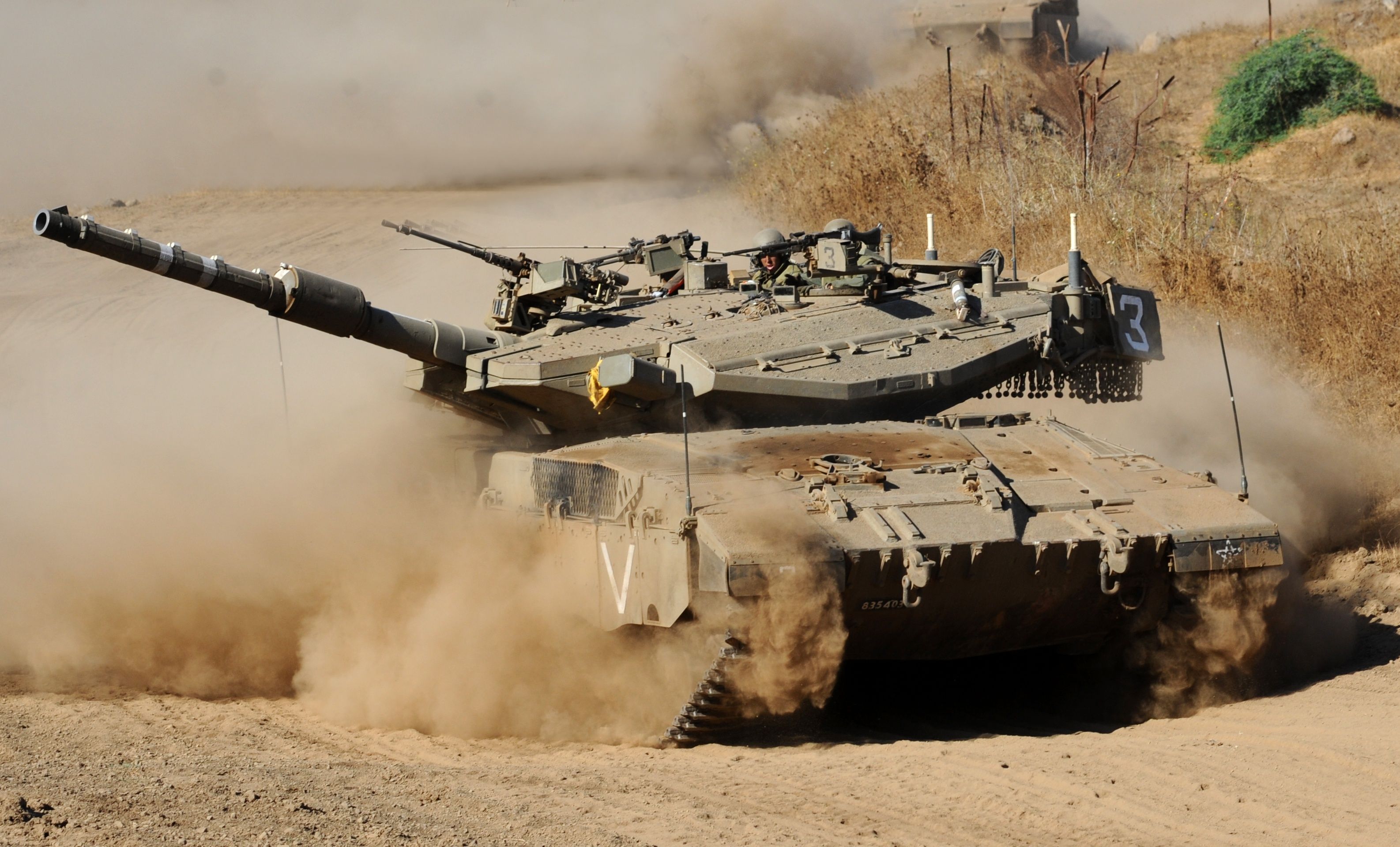 3172x1920 Wallpaper Dust, Tank, MBT, Israel