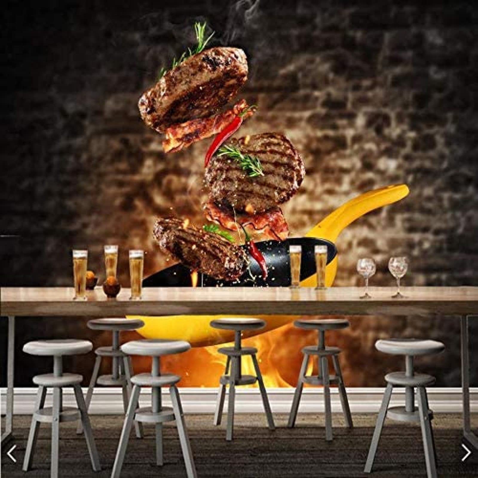 1600x1600 Restaurant Mural 3D Wallpaper Paste