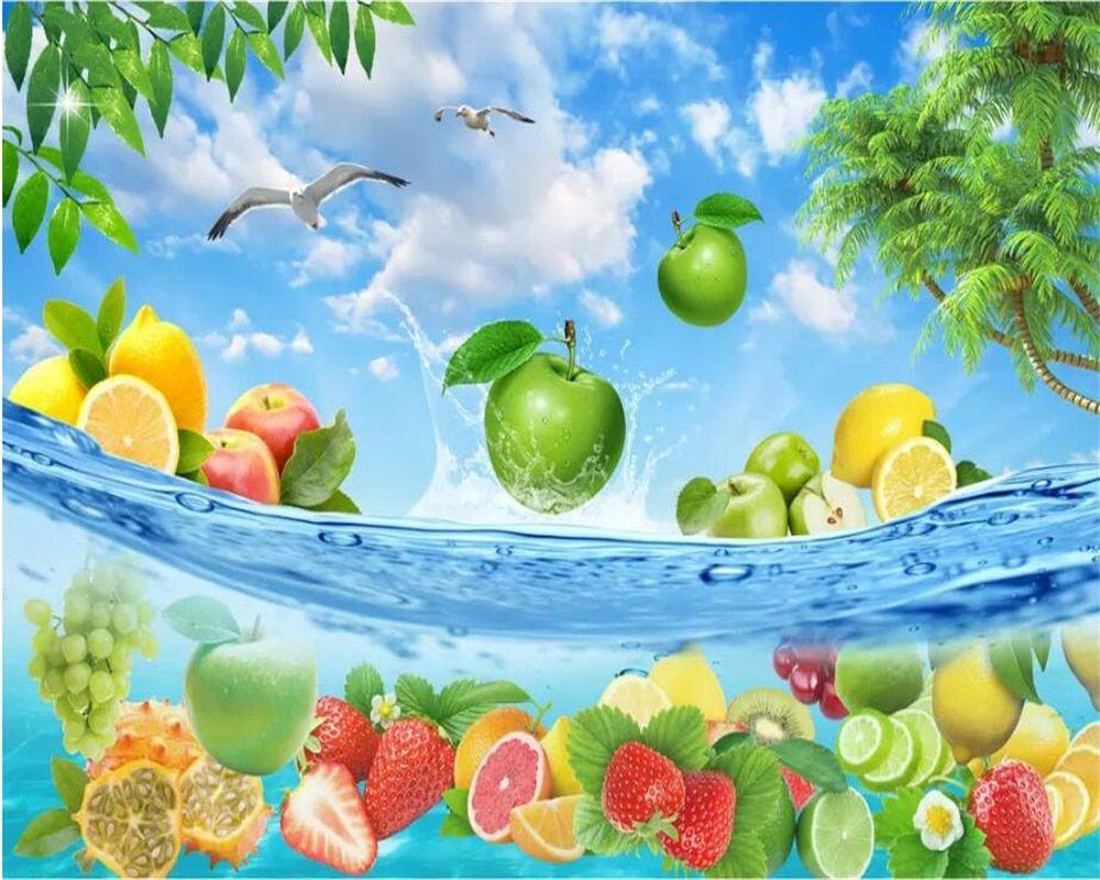 1000x800 US $8.4 44% OFF. Beibehang Custom Wallpaper 3D Photo Mural HD Fruit Fresh Summer Hawaiian Sea Water Living Room TV Background Wall Paper 3D Mural In