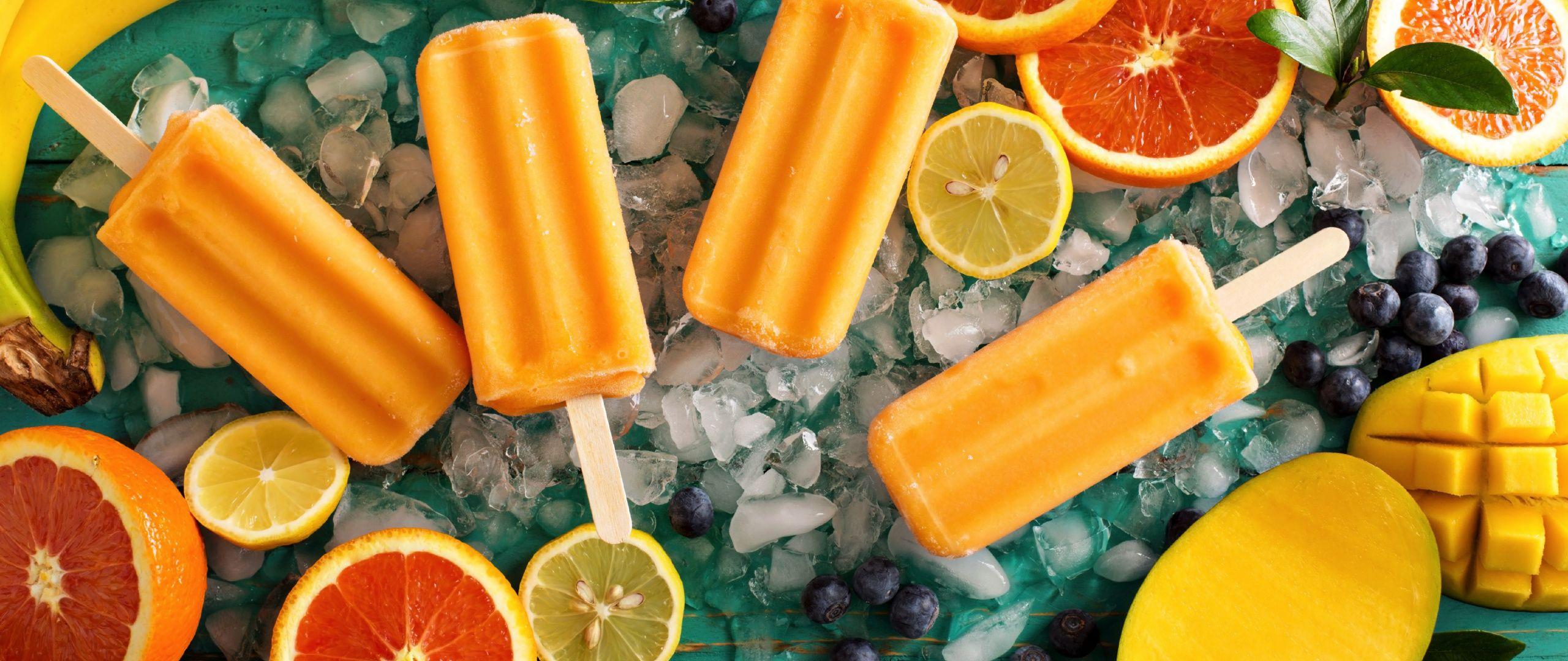 2560x1080 Download 2560x1080 wallpaper ice candies, slices, fruits