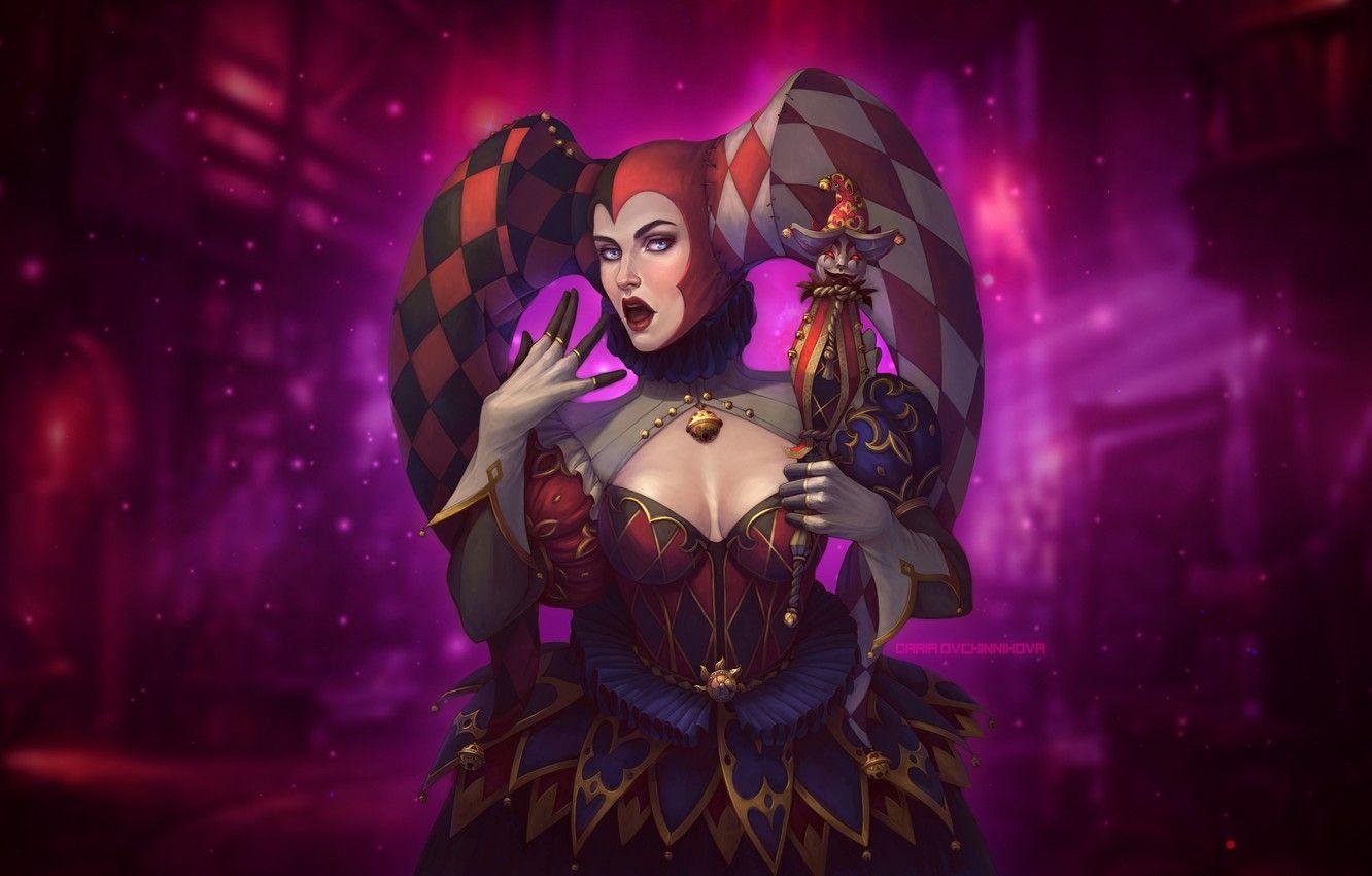 1332x850 Wallpaper Girl, Clown, Style, Costume, Art, Women, Clown, Collar