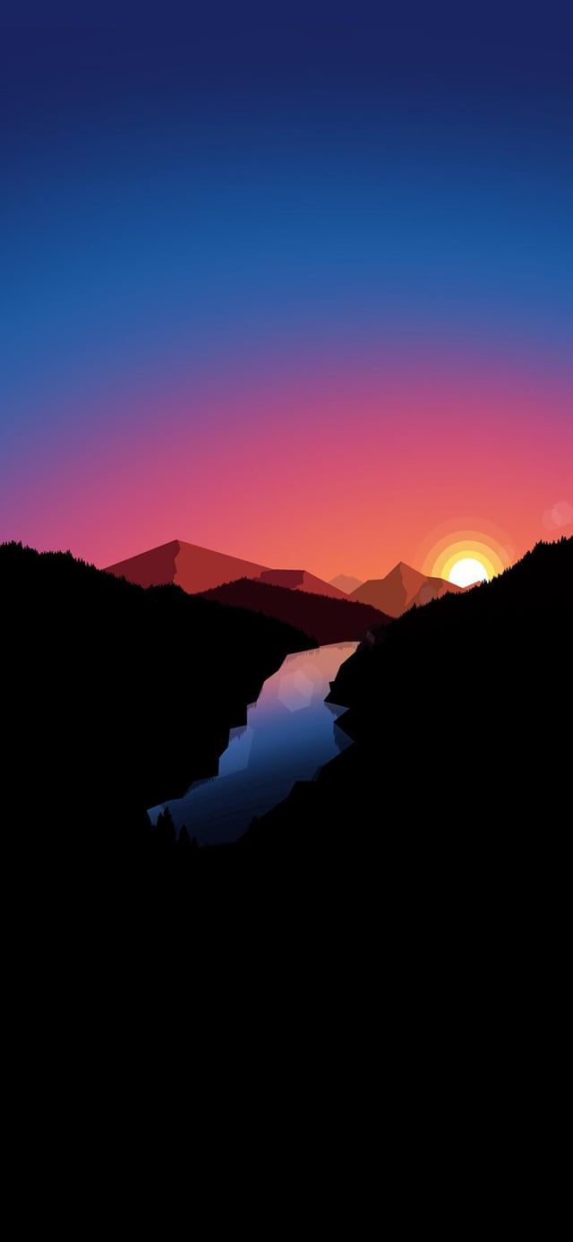 640x1386 2340x1080) Minimalist Mountain Range