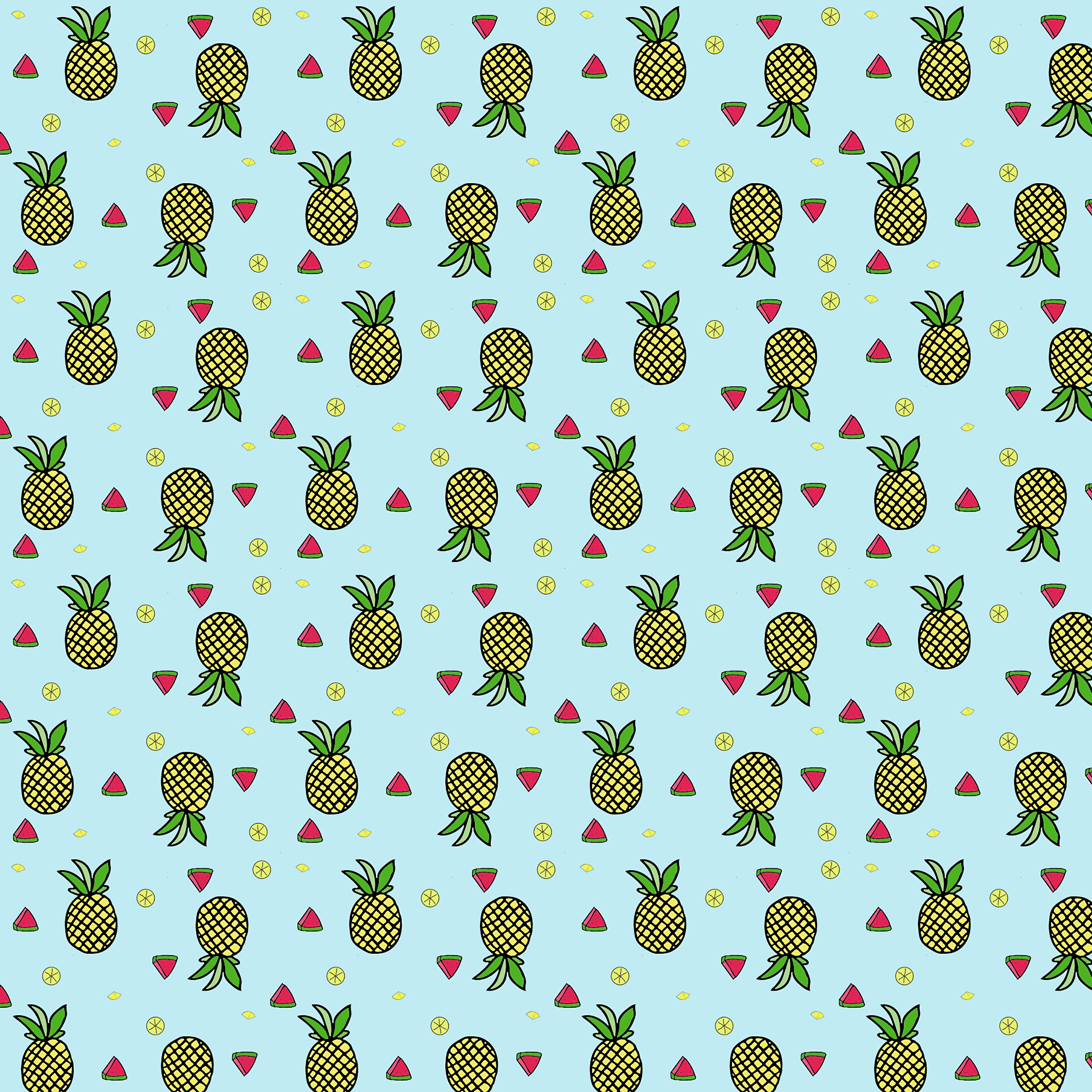 3000x3000 Download wallpaper 3000x3000 pattern, fruit, tropical, pineapple