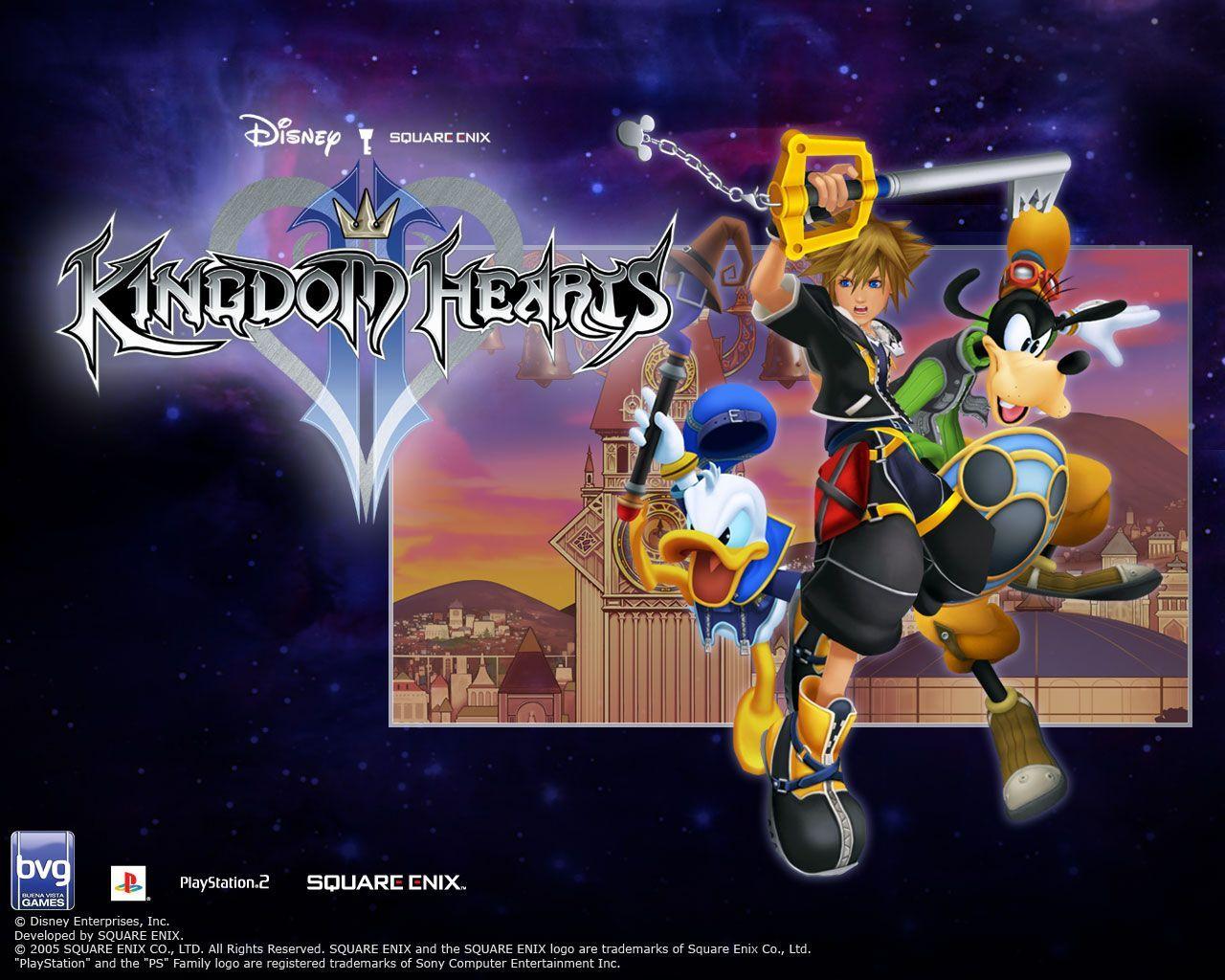 1280x1024 Disney meets Final Fantasy in this wallpaper for Kingdom Hearts II