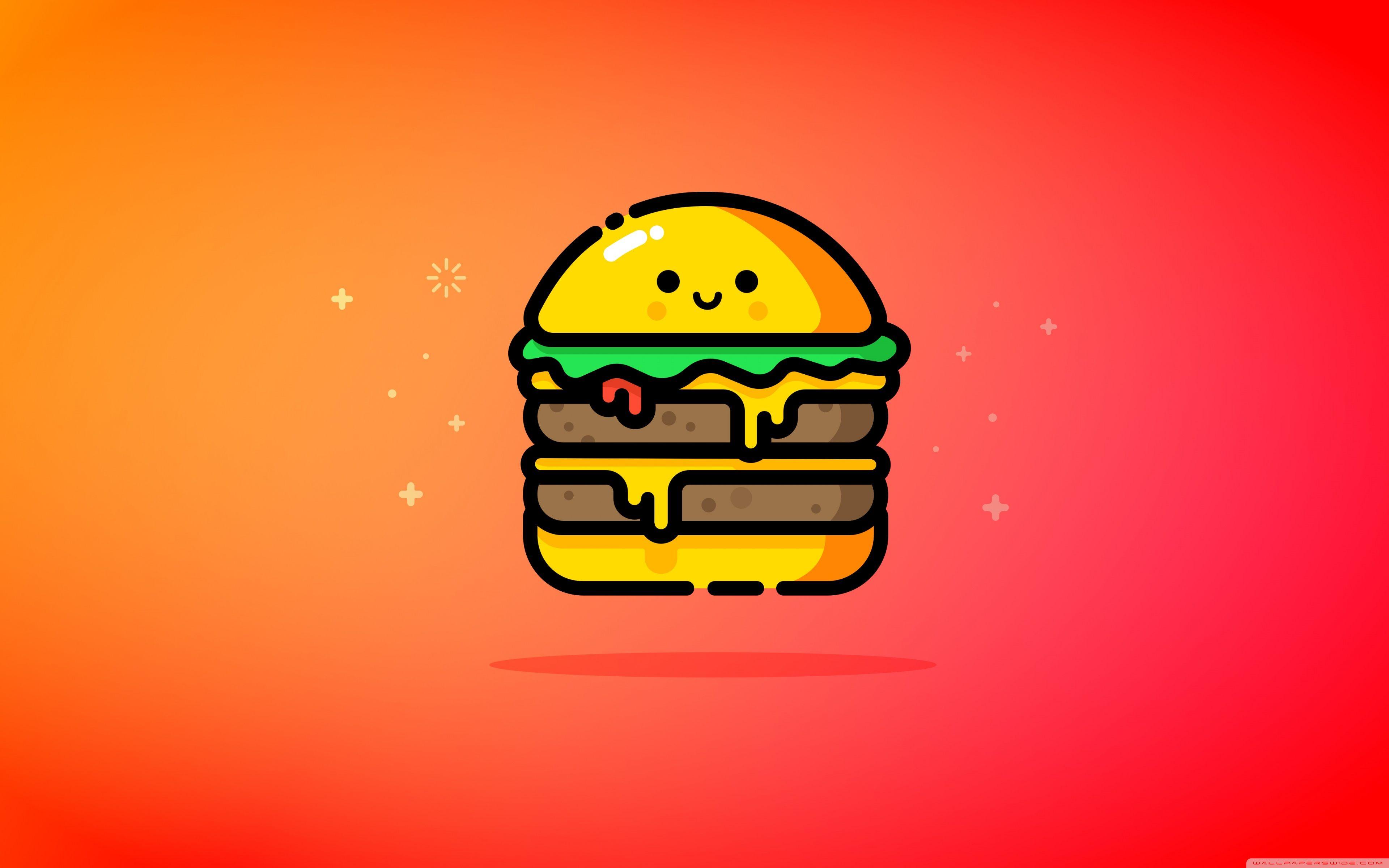 3840x2400 Cute Double Cheeseburger, Red ❤ 4K HD Desktop